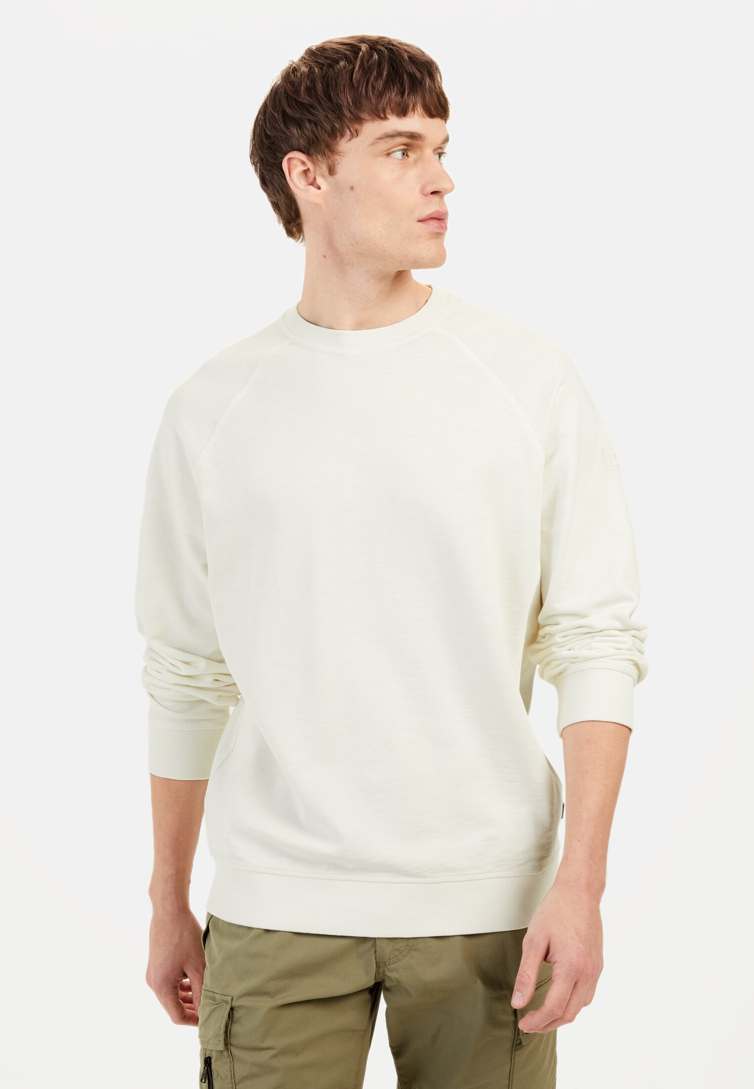 Men Sweatshirt made from pure Cotton Beige worn front