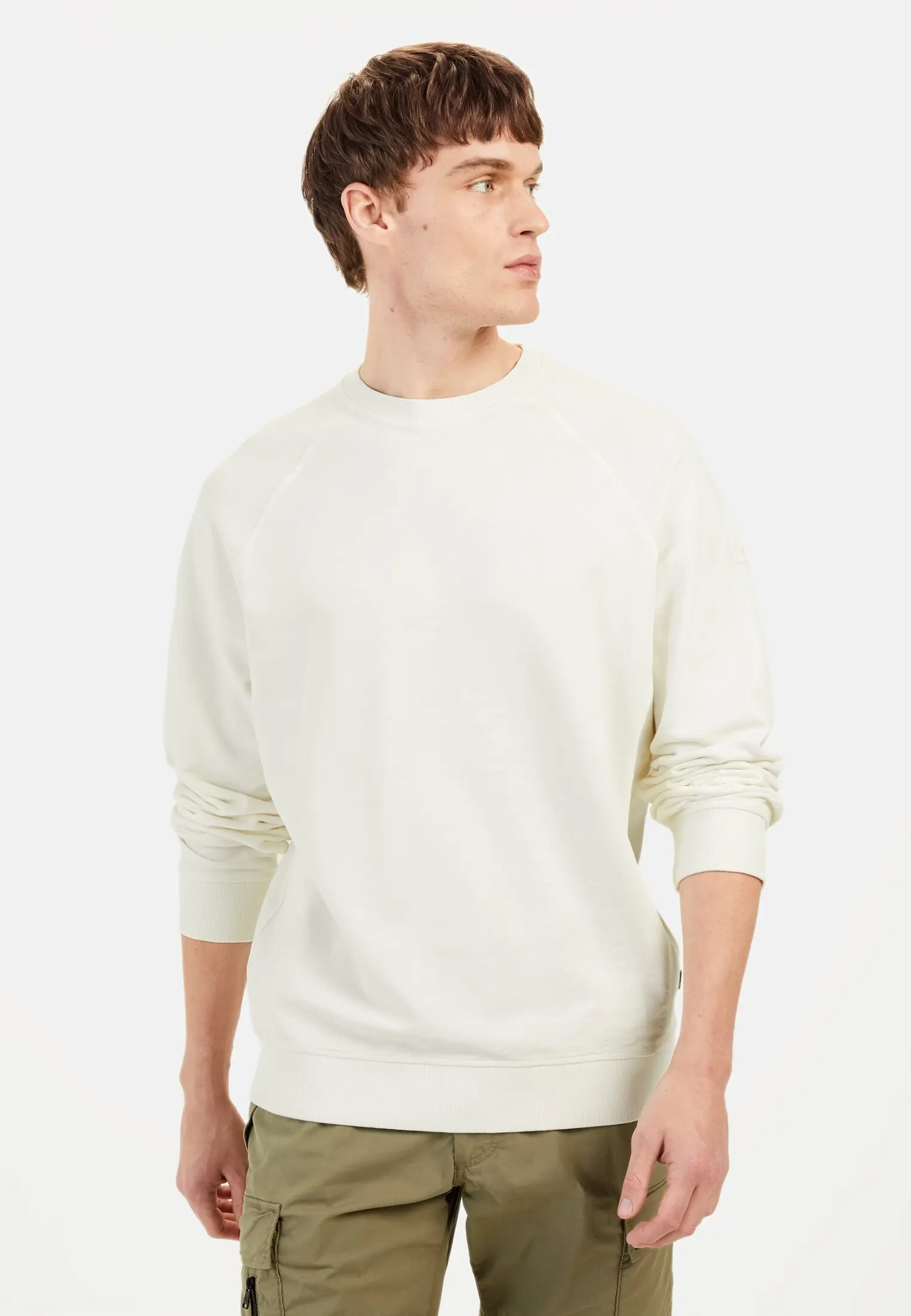 Men Sweatshirt made from pure Cotton Beige worn front