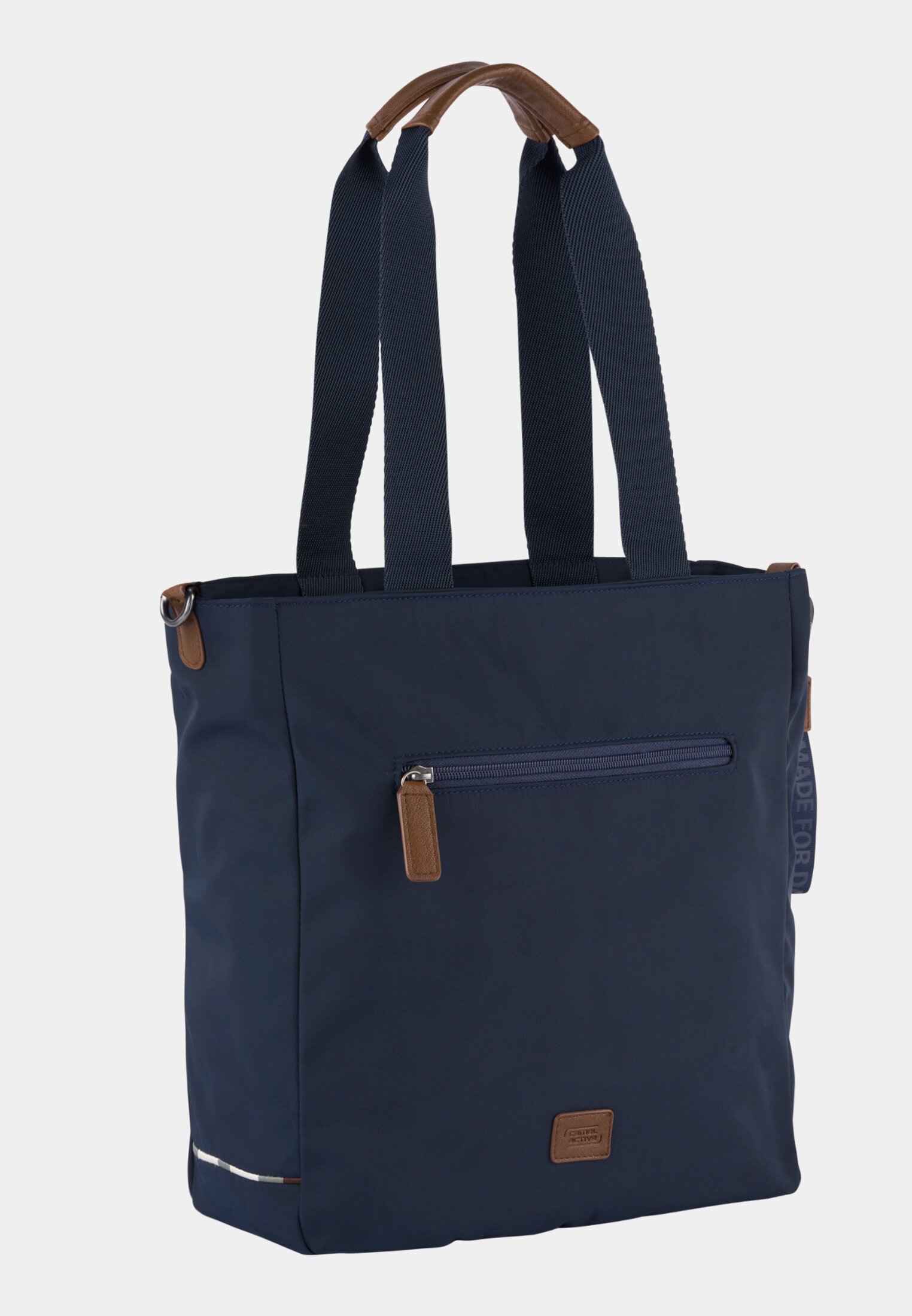 Damen AURUM Zip Tote Bag mit farbiger Stickerei Dunkelblau frontal hinten