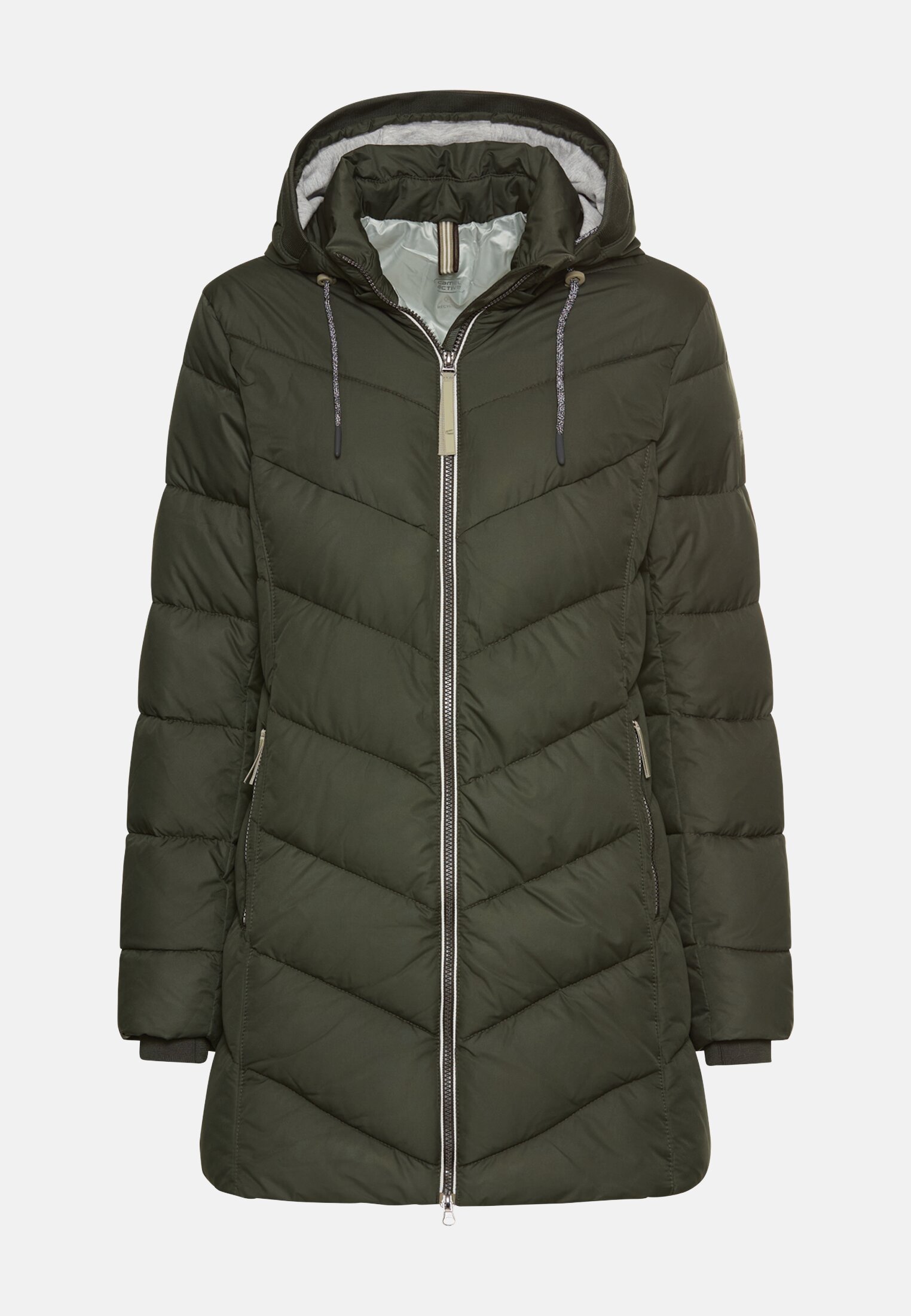 Women Padded jacket with detachable hood Forest Green frontal front