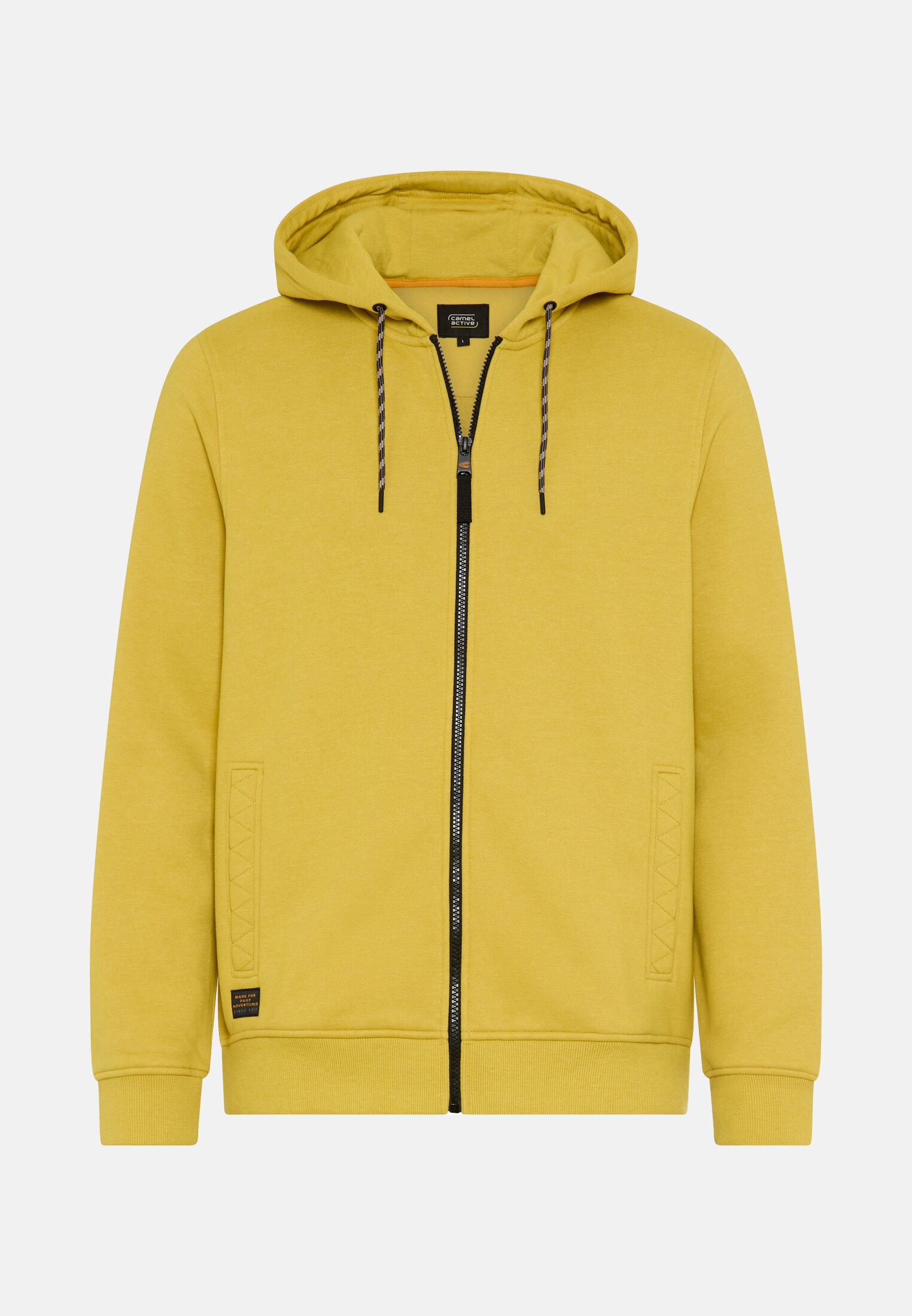 Herren Kapuzenjacke mit verstellbarem Kordelzug Gelb frontal vorn