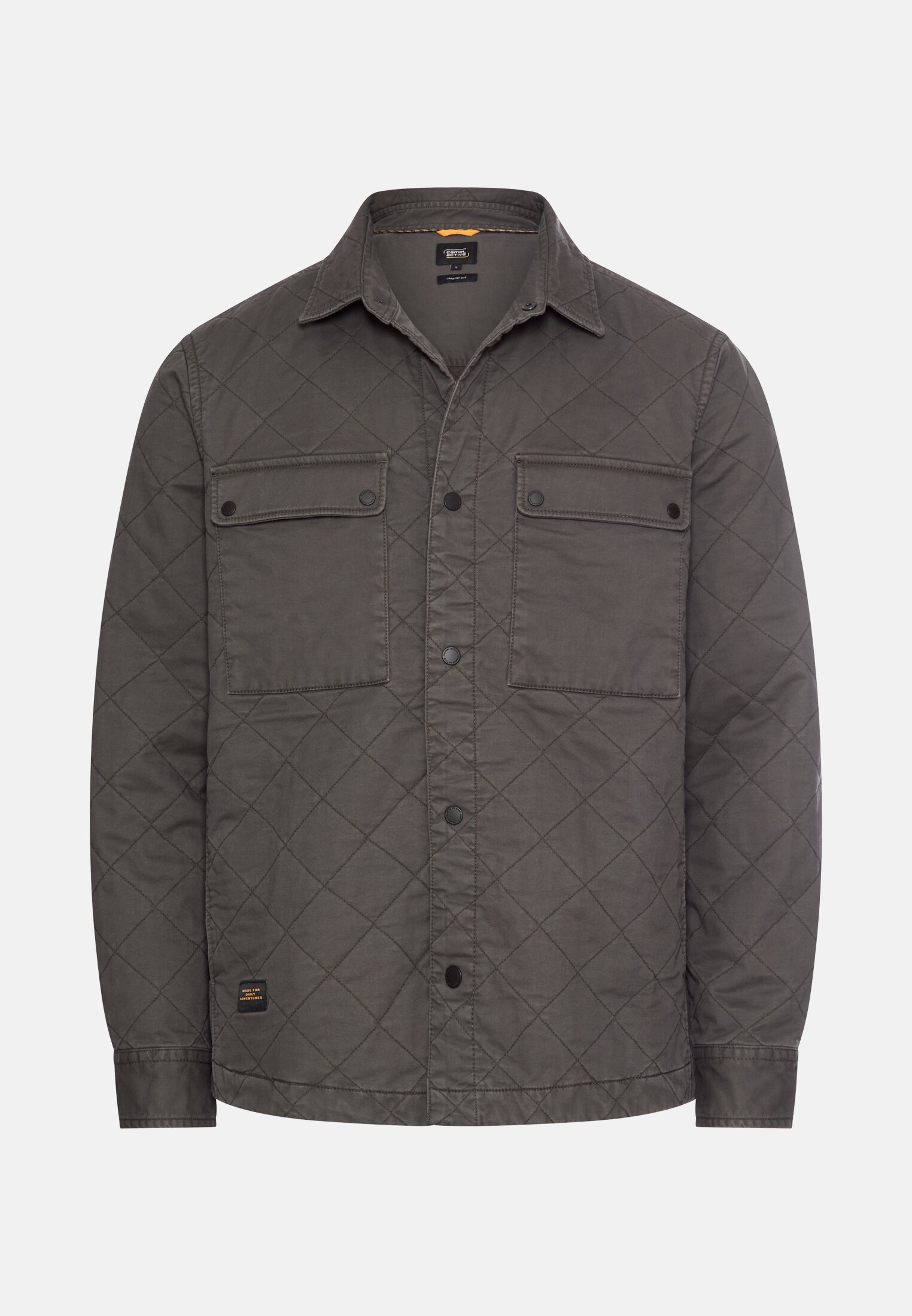 Herren Overshirt mit Rautenmuster Graphitgrau frontal vorn