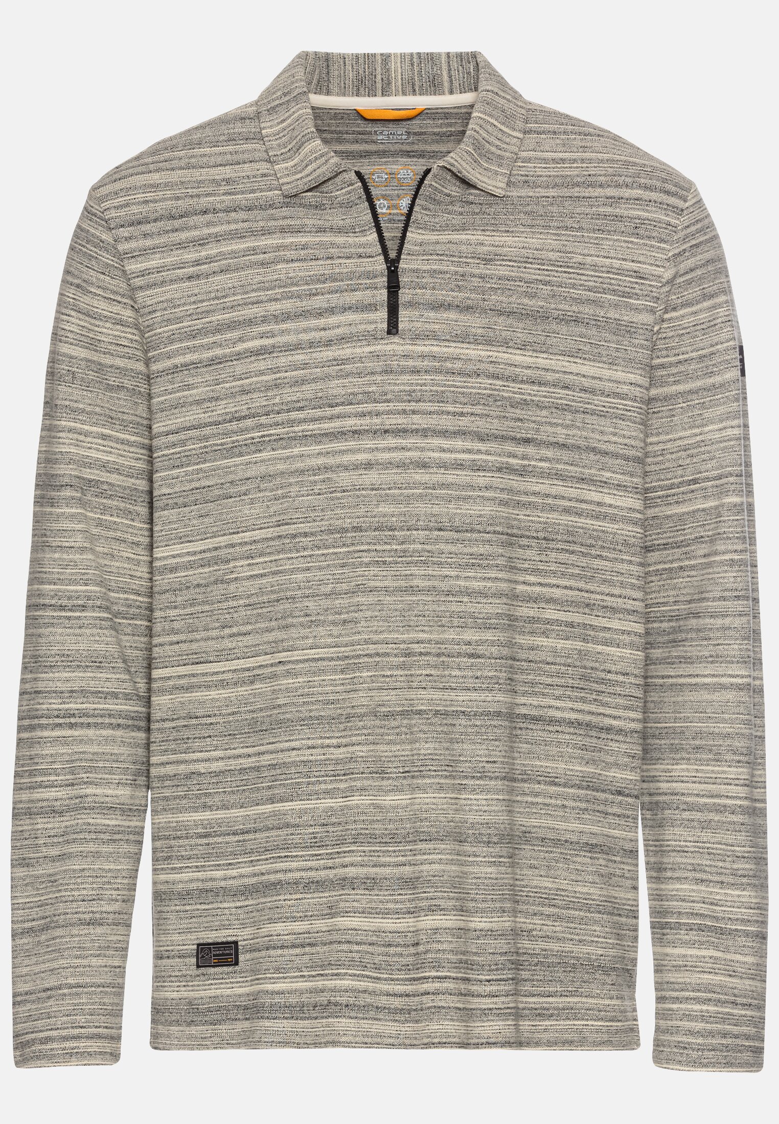 Men Long-sleeved polo shirt with cooling effect Creme frontal front