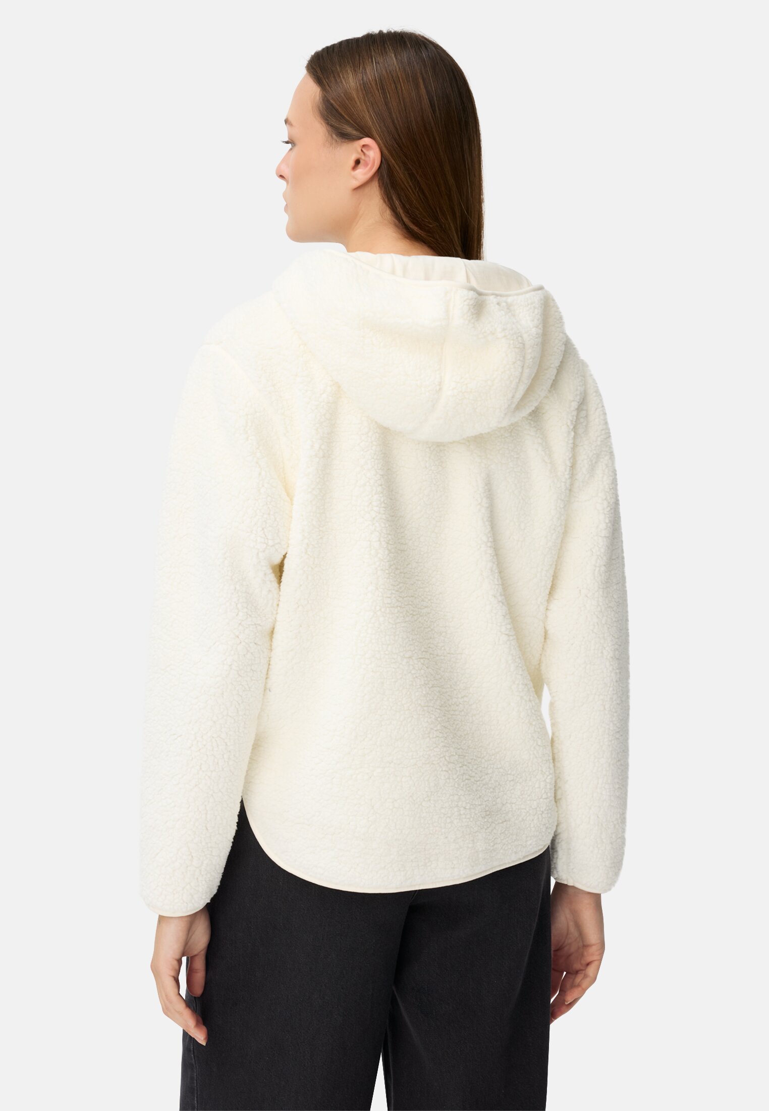Women Hooded sweatshirt Milk white worn back