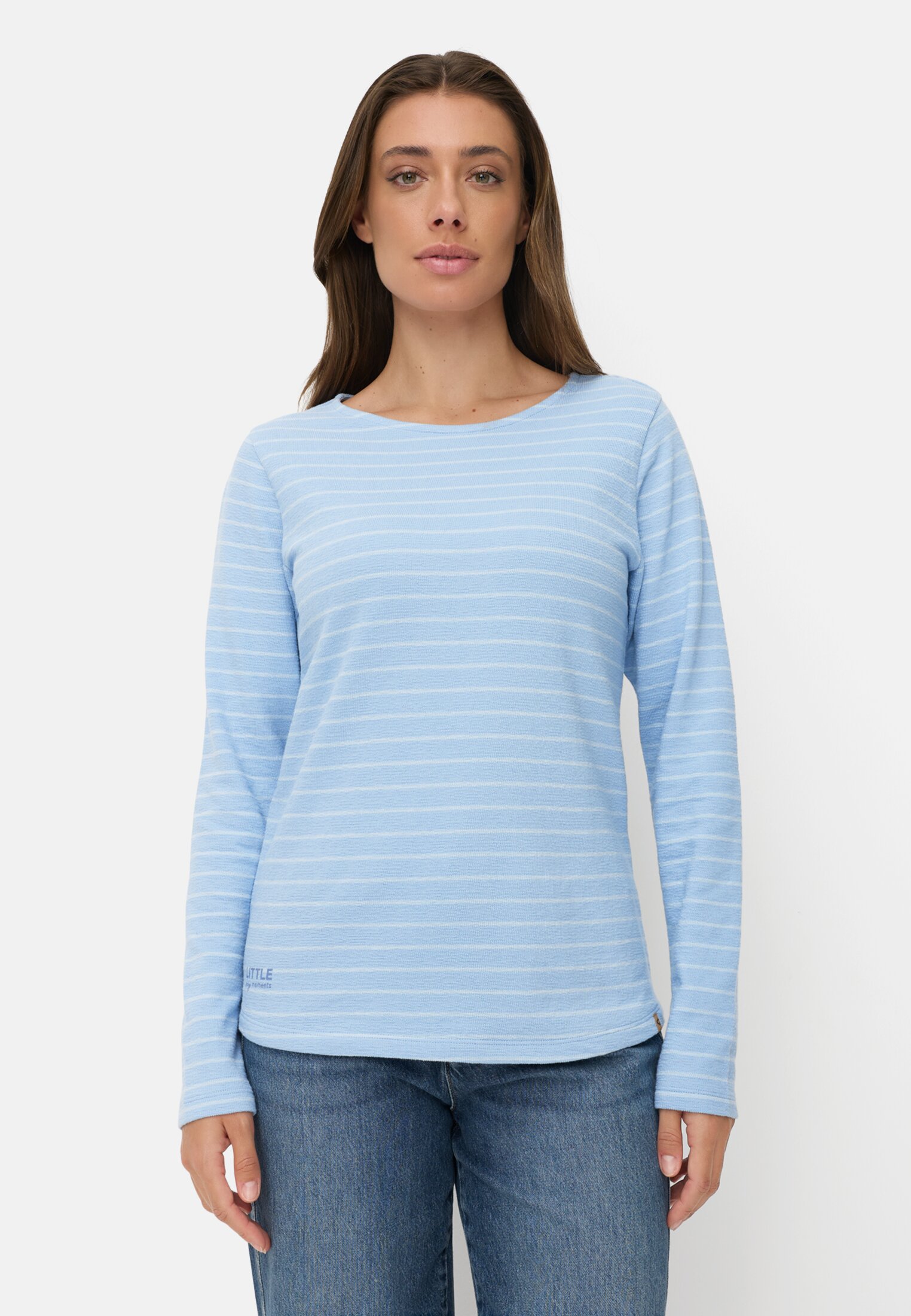 Vrouwen Jerseyshirt van 100% katoen Lichtblauw gedragen voor