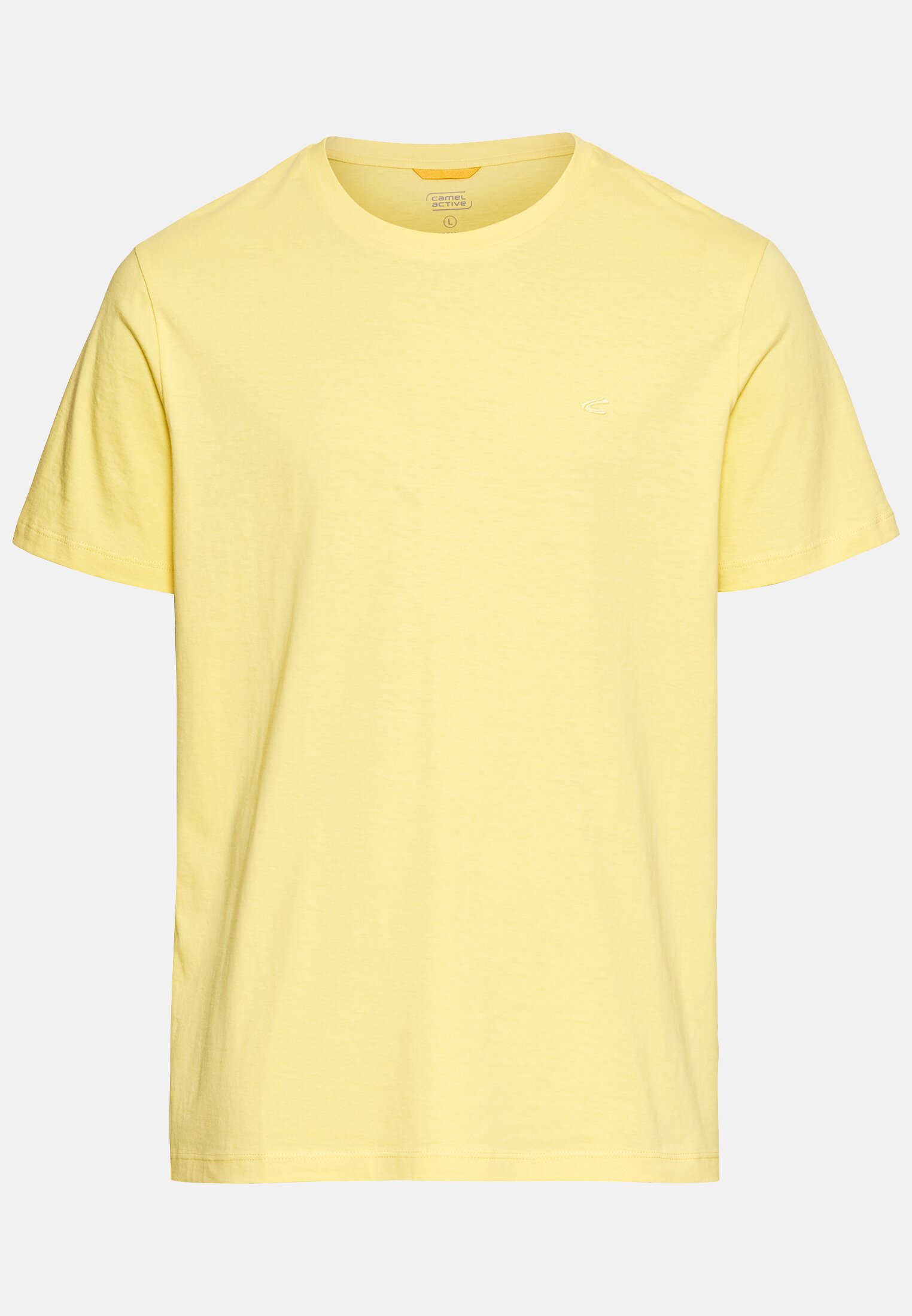 Heren Basic T-shirt made of pure cotton Geel frontaal voor