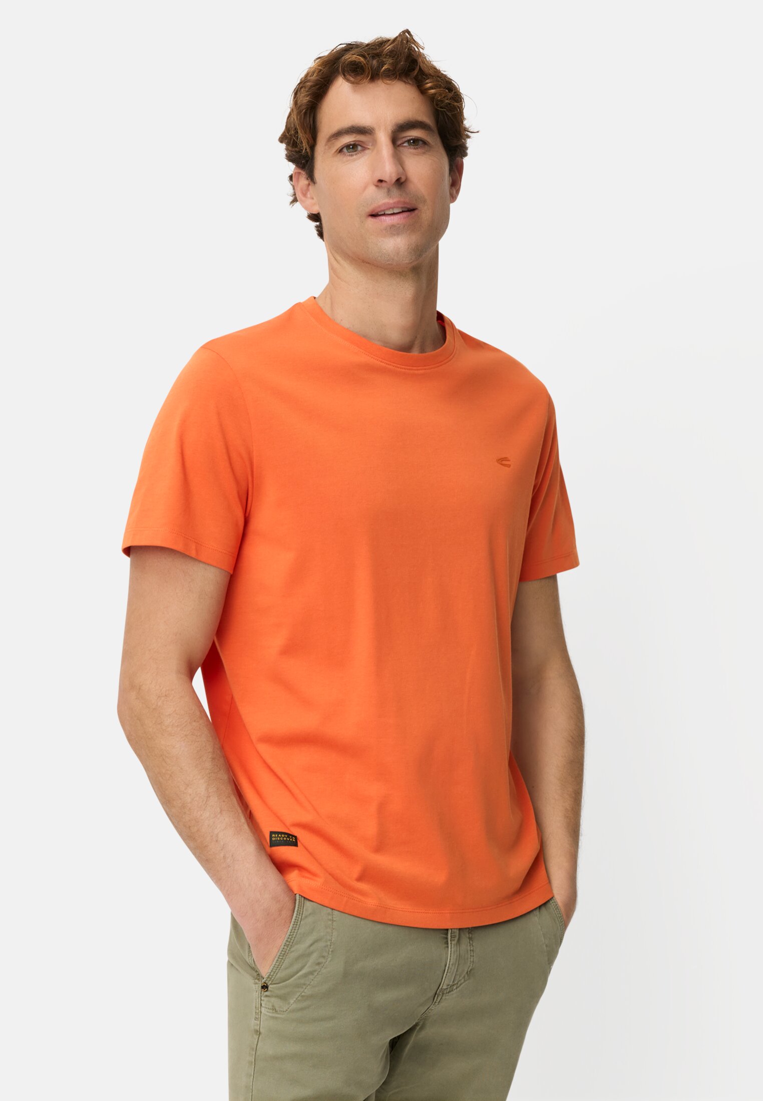 Heren fleXXXactive® T-shirt met ronde hals Oranje gedragen voor