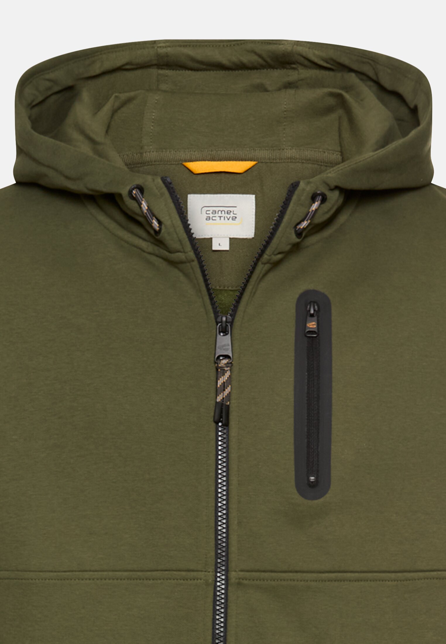 Herren Sweatjacke mit Kapuze Waldgrün vorne nah