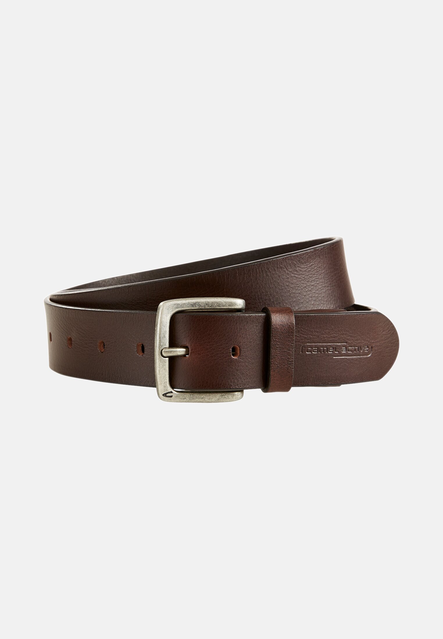 Men Leather belt Brown frontal front