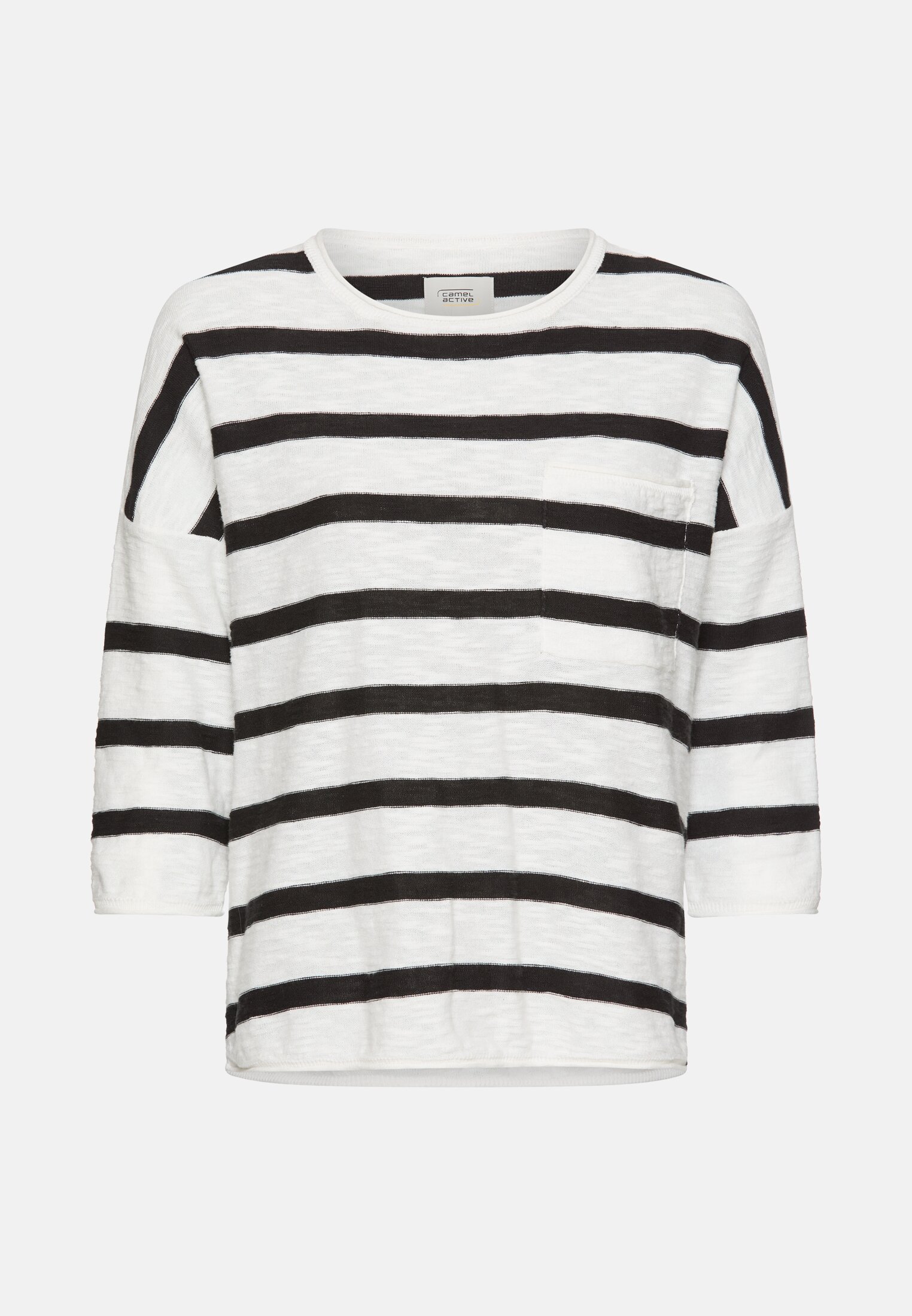 Damen Leichter Strickpullover mit Brusttasche Kaviar frontal vorn