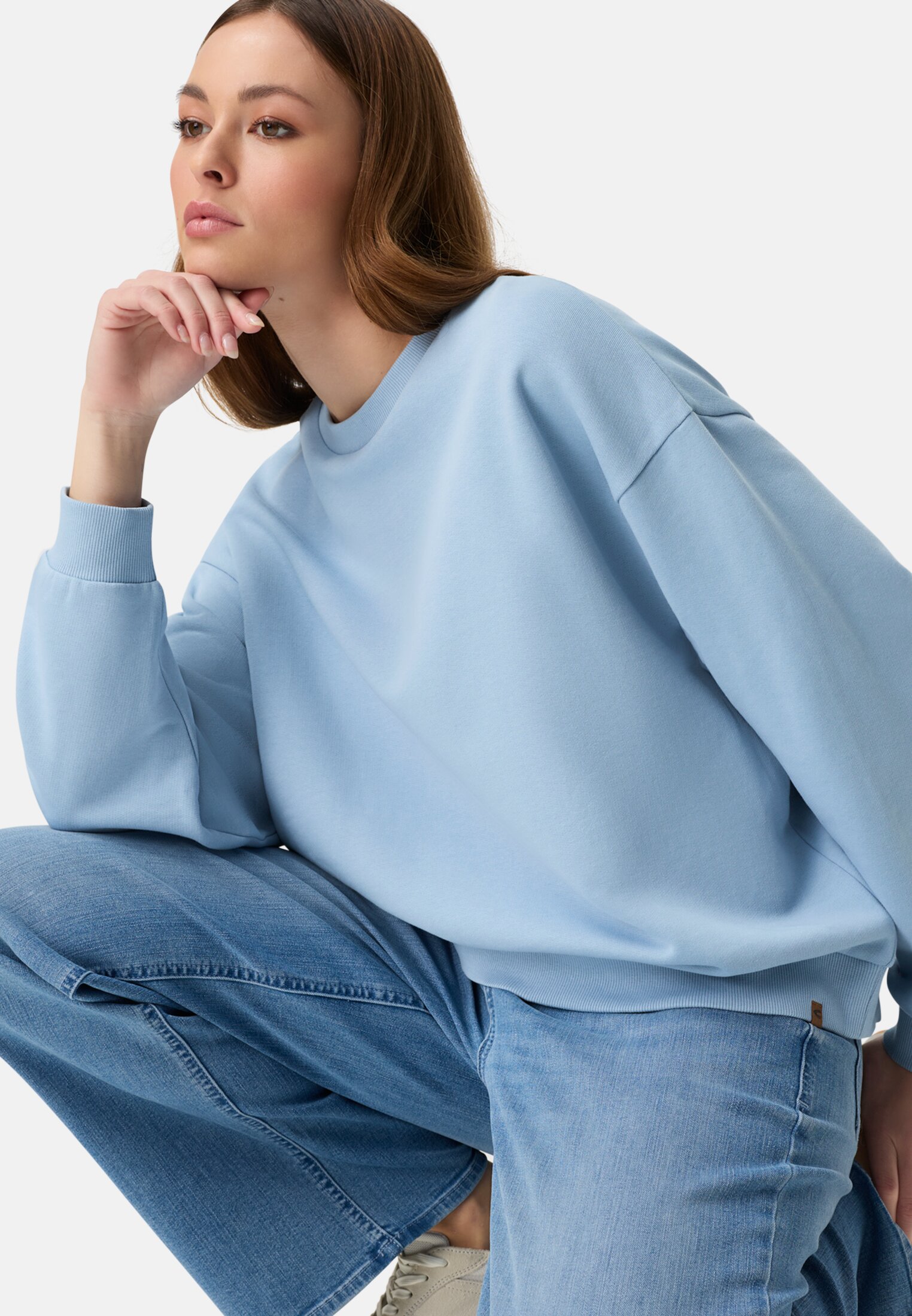 Women Sweatshirt with back print Light Blue worn emotional