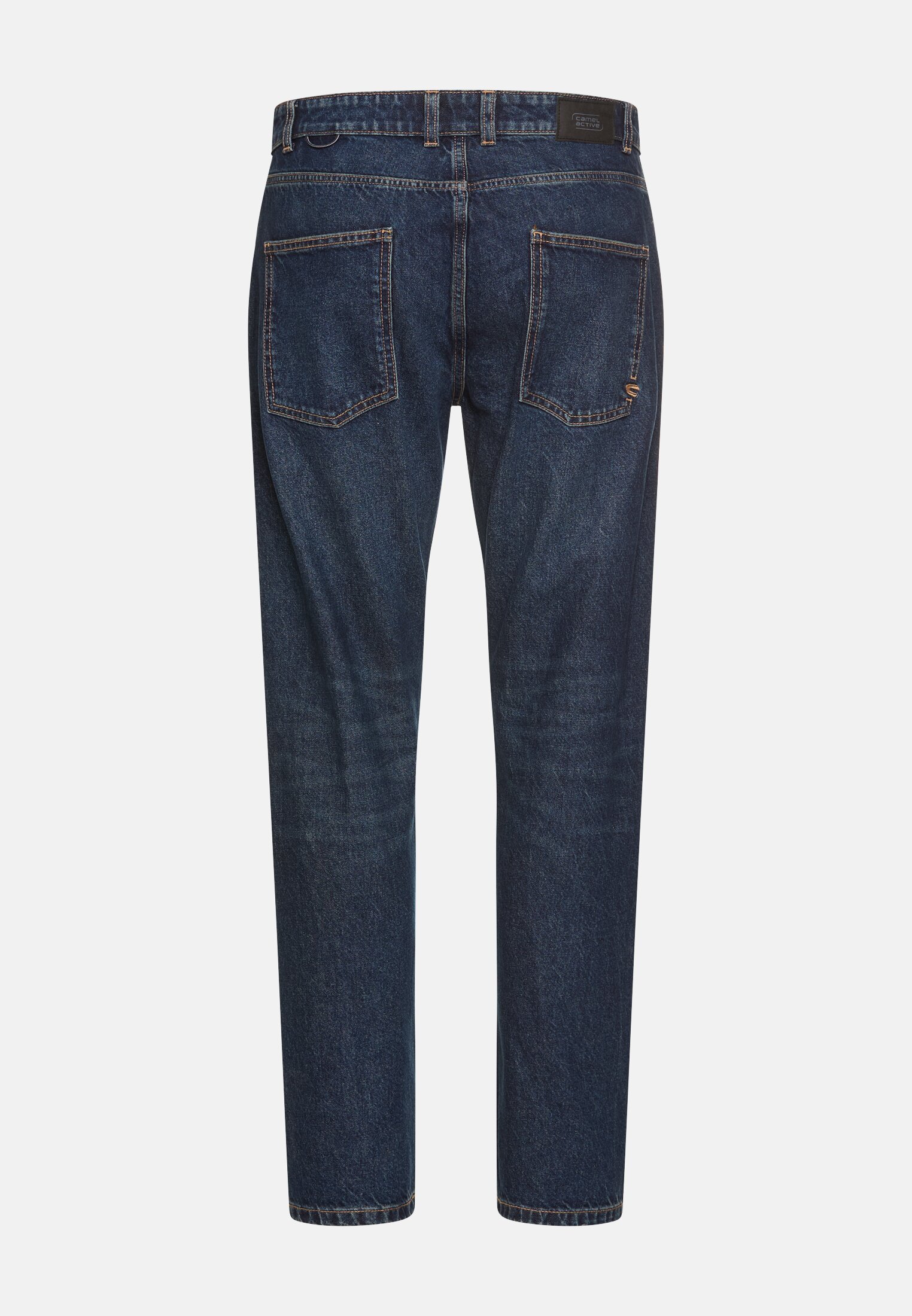 Herren 5-Pkt Loose Fit Jeans aus reiner Baumwolle Dunkelblau frontal hinten
