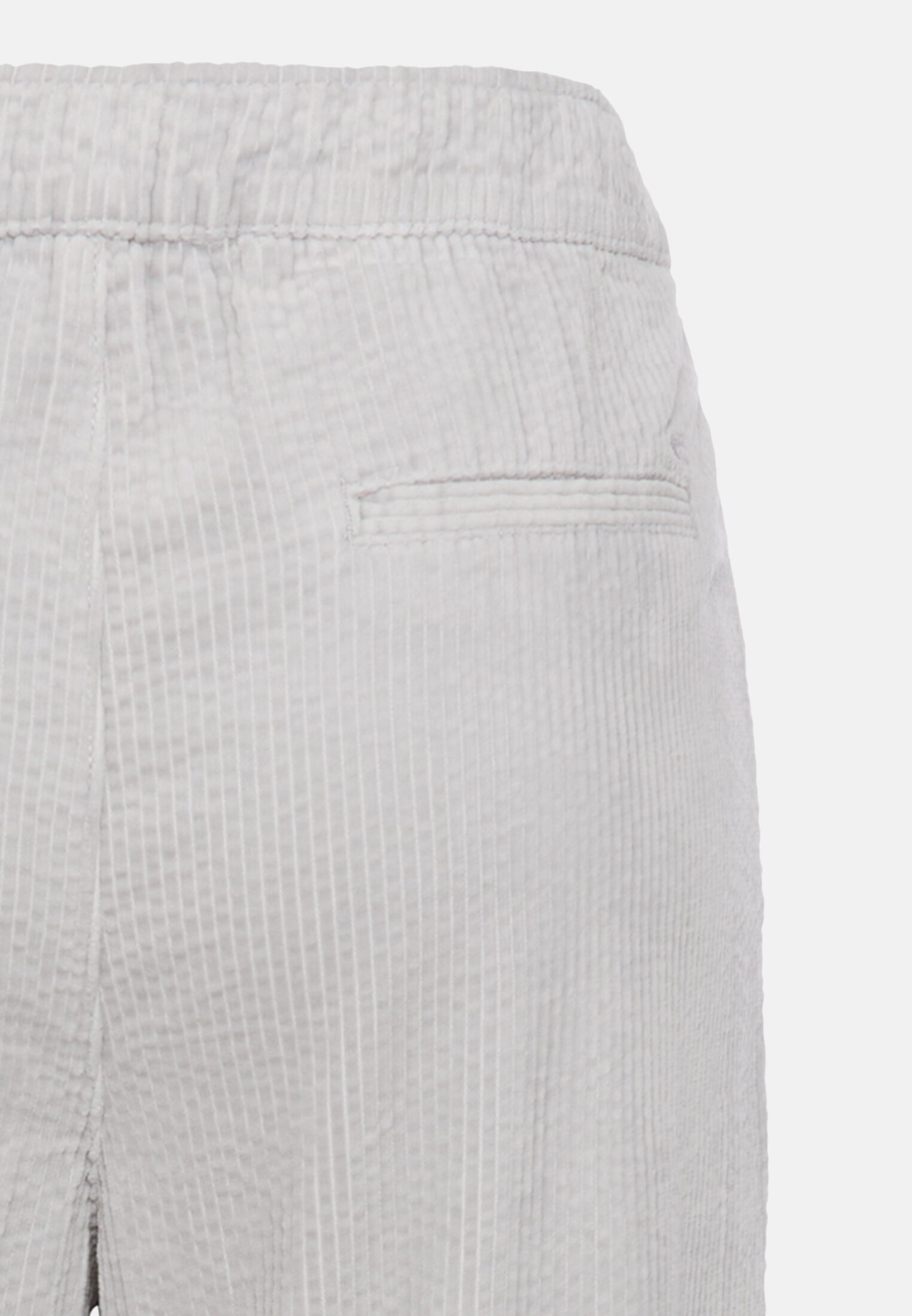 Women Cord pants with elastic waistband Grey close back