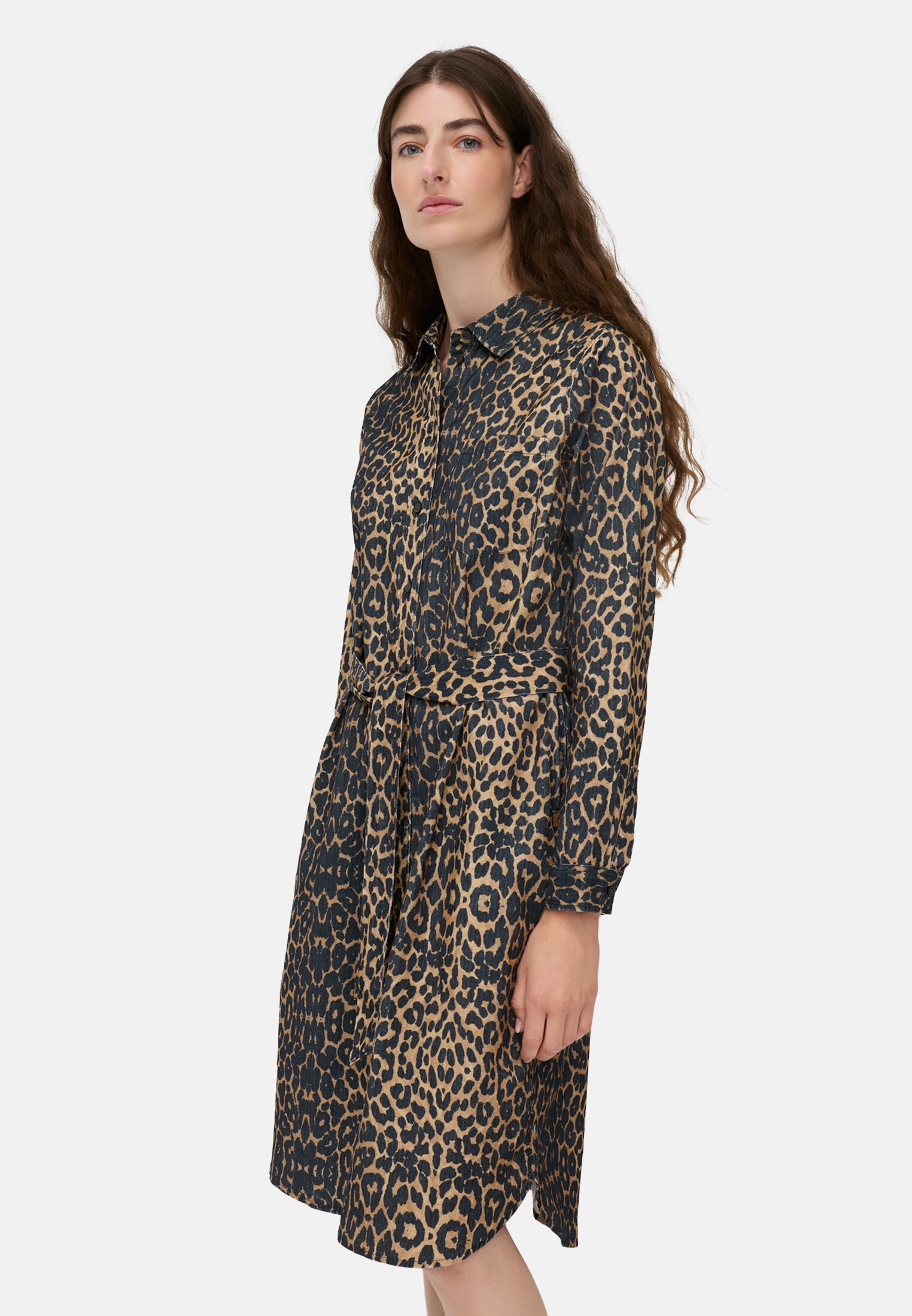 Women Cotton dress with tie belt Leo worn emotional