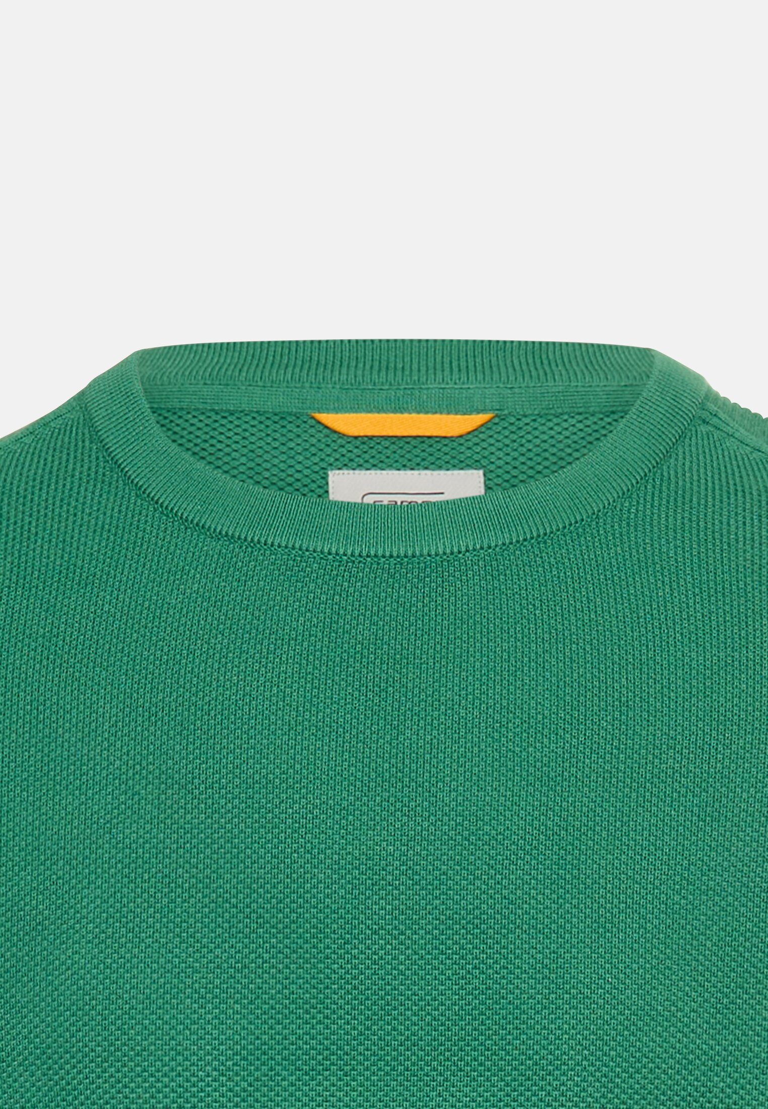 Herren Pullover aus reiner Baumwolle Tannengrün vorne nah