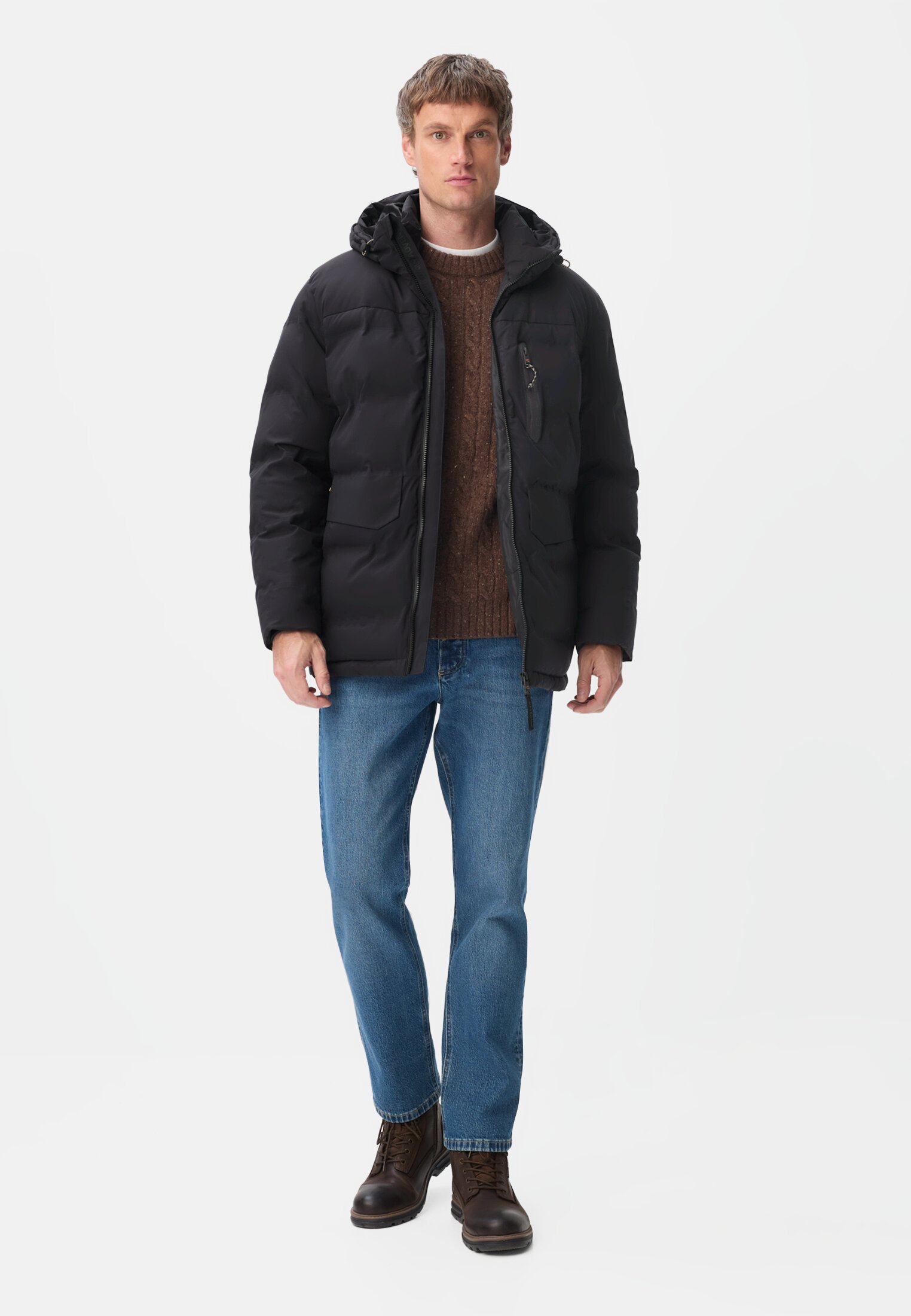 Herren teXXXactive® Funktionsjacke mit versiegelten Nähten Dunkelblau getragen vorne Ganzkörper