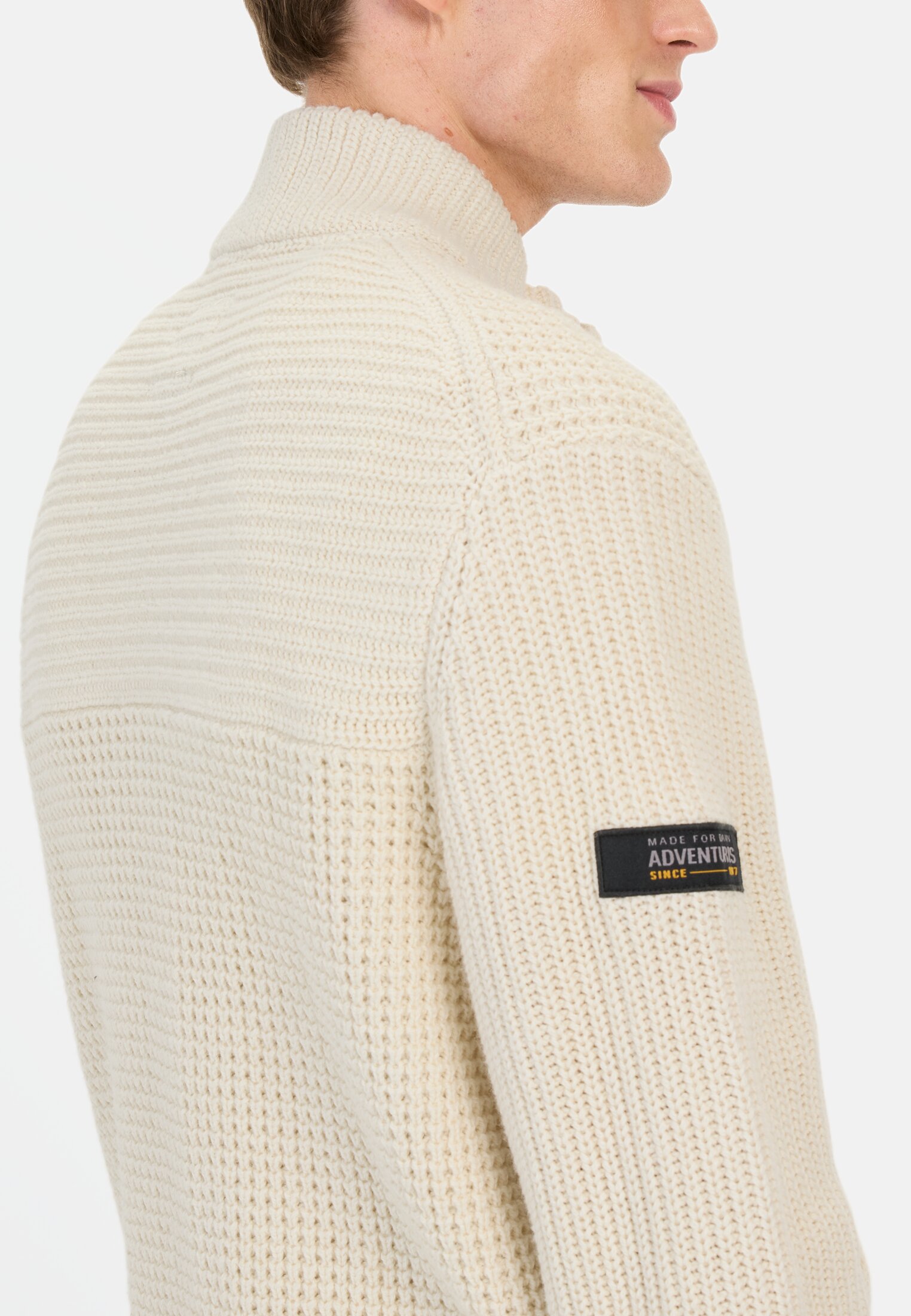 Men Cardigan with covered zipper Creme