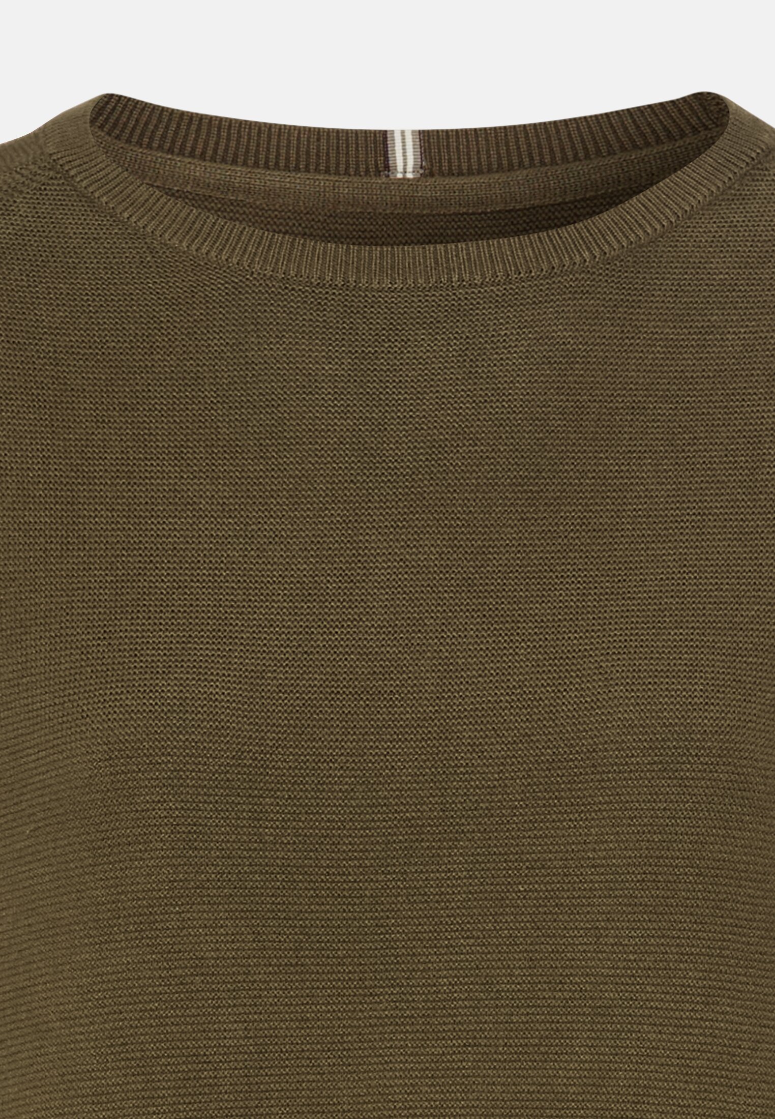 Women Fine-knit crew neck sweater Dark Khaki
