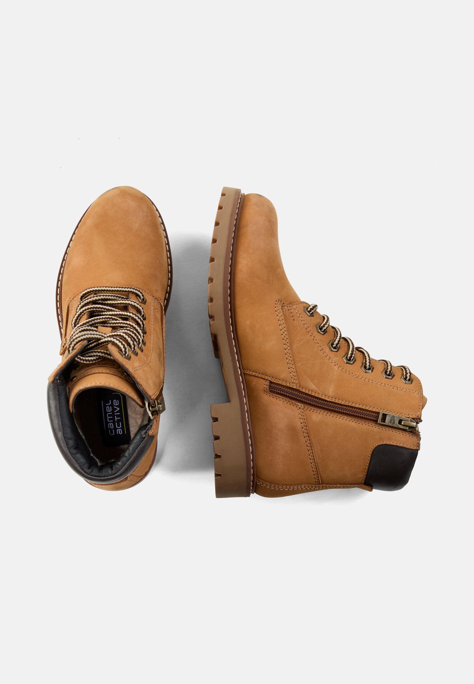 Damen Schnürboot mit seitlichem Reißverschluss Braun frontal oben