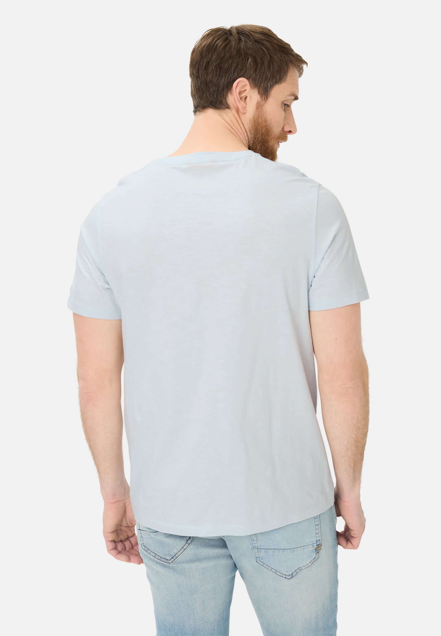 Men T-shirt made of pure cotton Sky Blue worn back