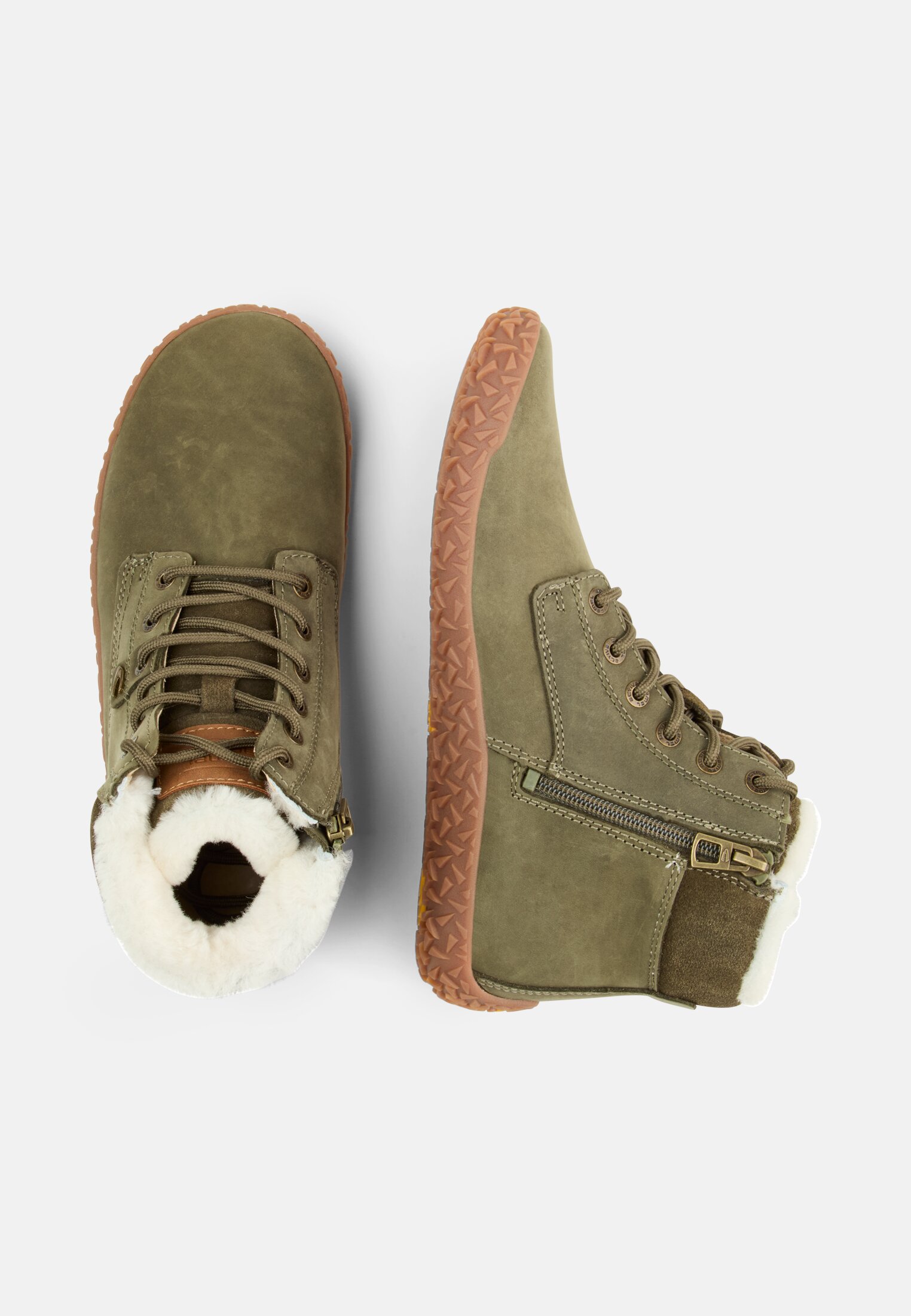 Damen Gefütterter Schnürschuh mit Gummisohle Dunkelgrün frontal oben