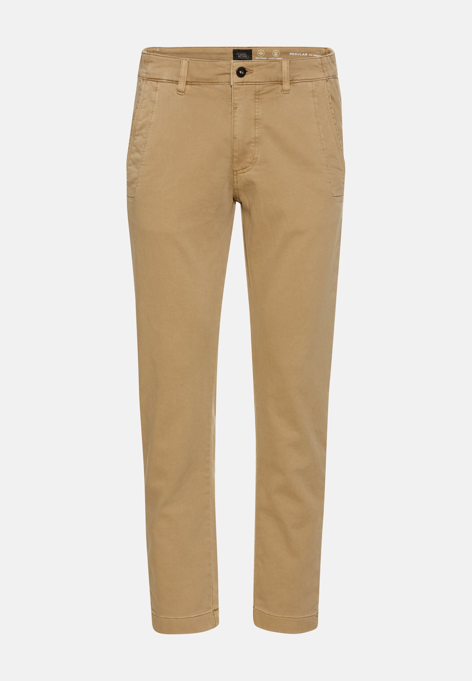 Herren Chino Regular Fit aus Baumwolle mit Stretchanteil Beige frontal vorn