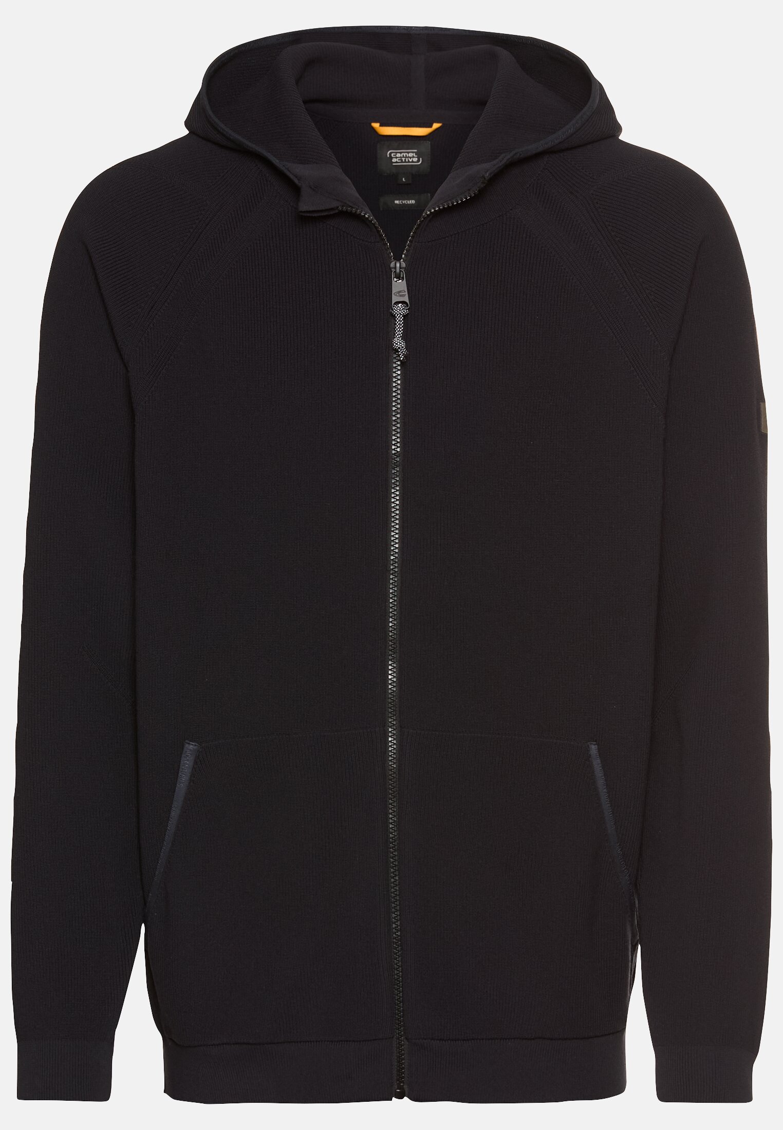 Men Knitted Jacket with Zip Closure Dark Blue frontal front