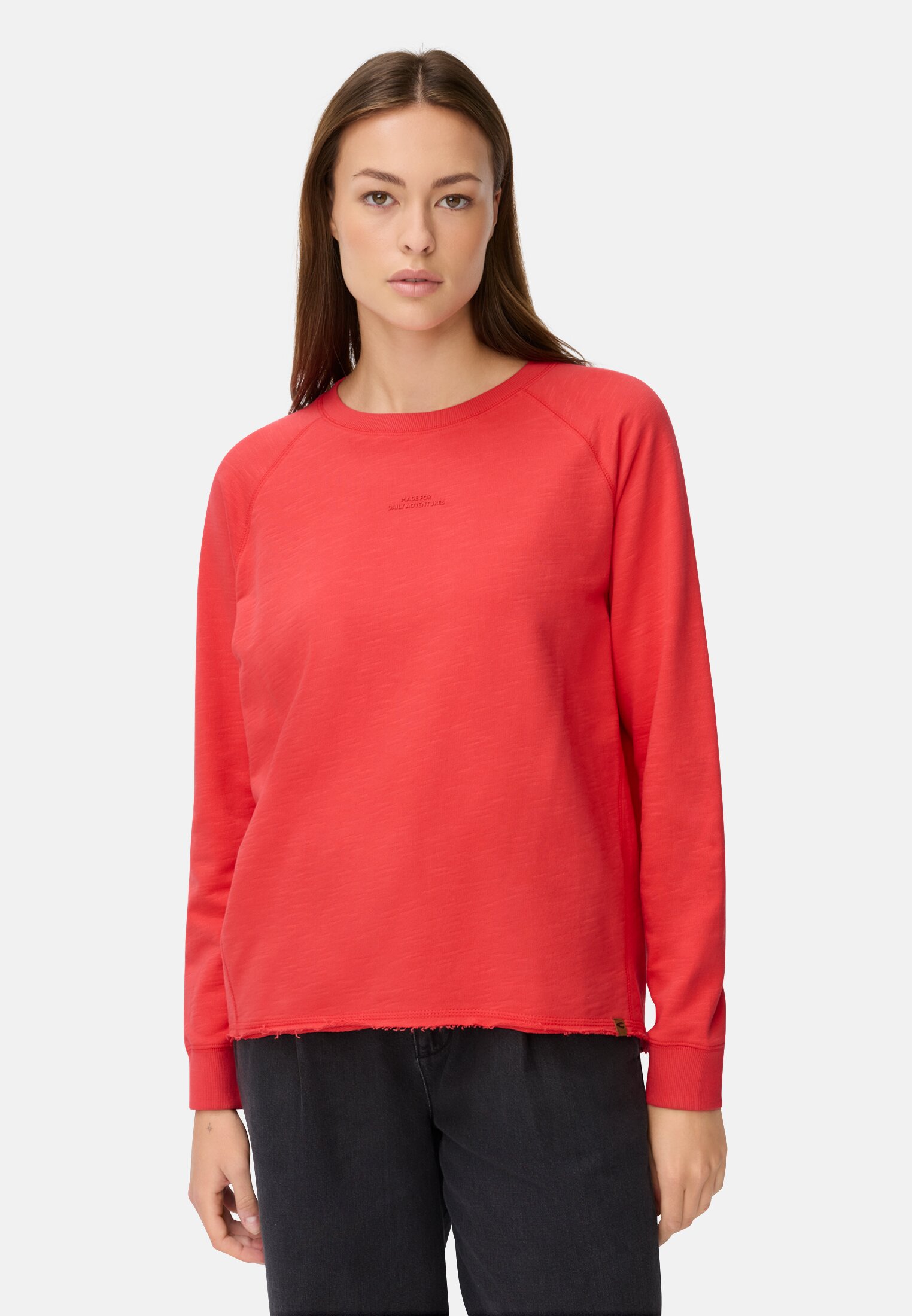 Vrouwen Sweatshirt met raglanmouwen Vlamrood gedragen voor