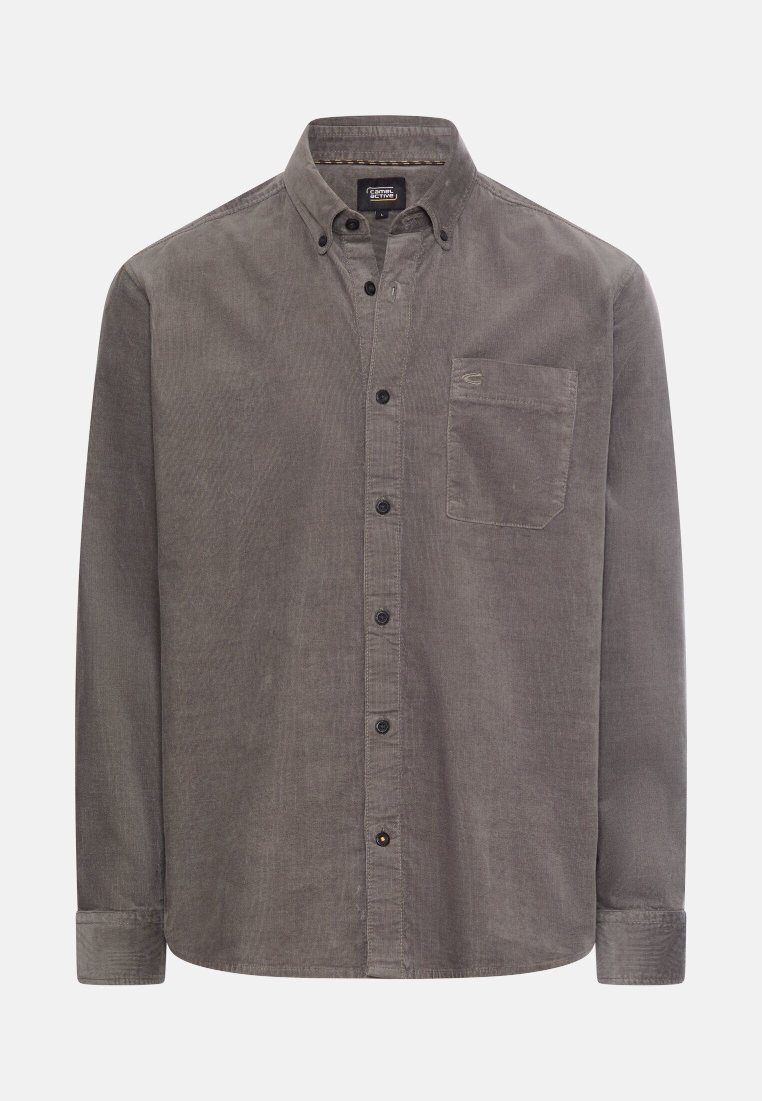 Men Corduroy shirt with 2-way stretch Graphite grey frontal front