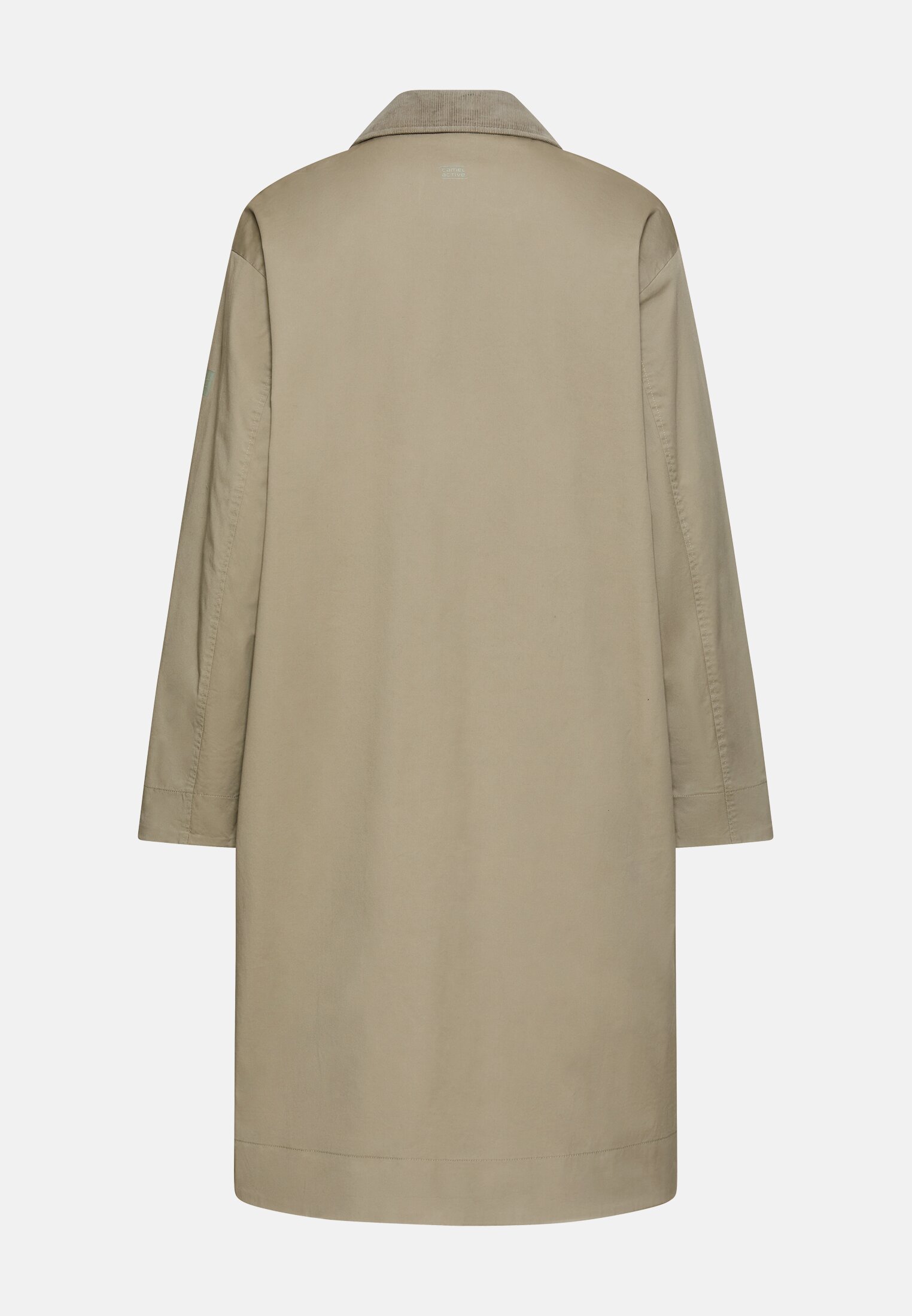 Women Coat with corduroy collar Sage frontal back