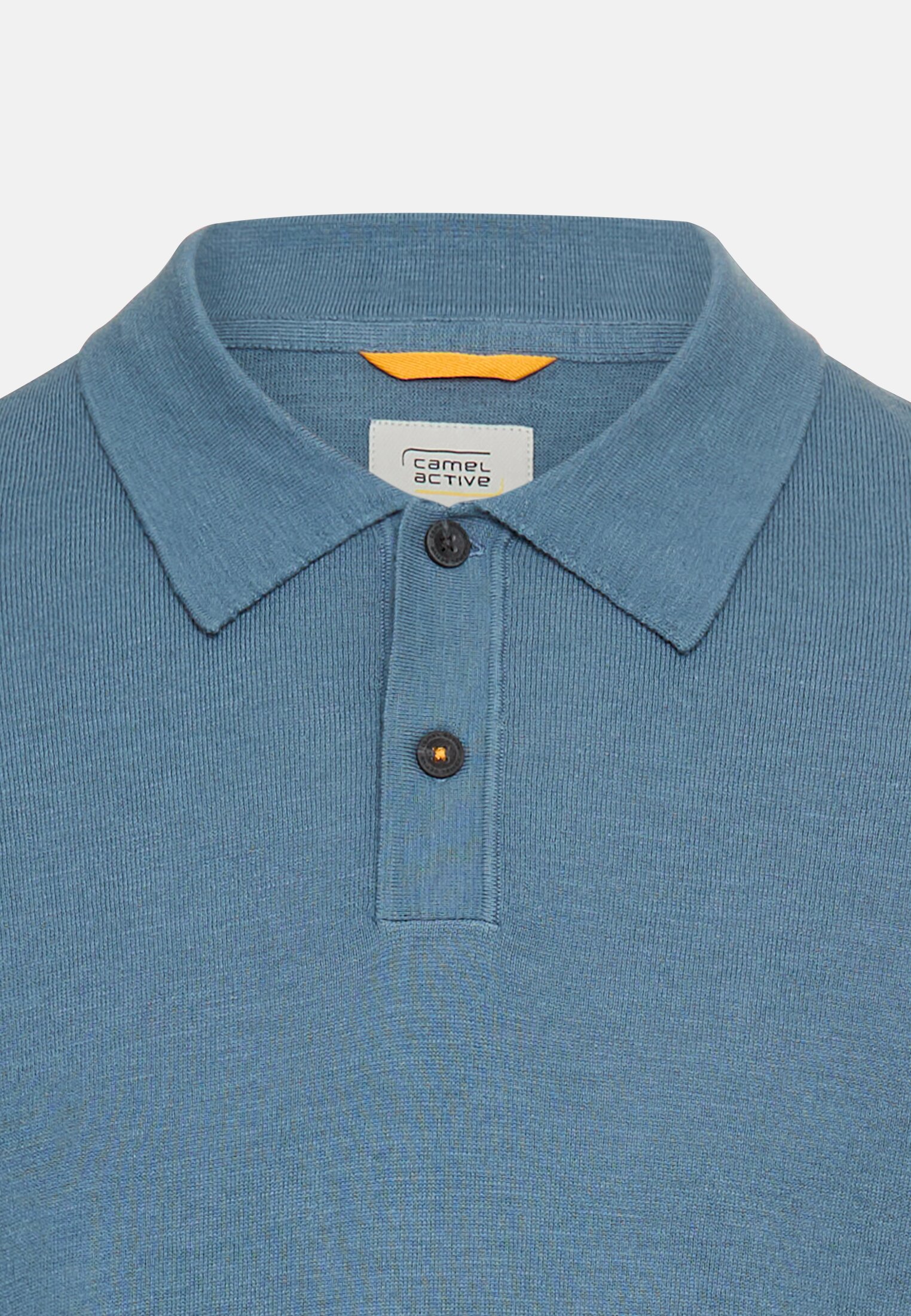 Men Lightweight knitted polo made from pure cotton Stone blue front close