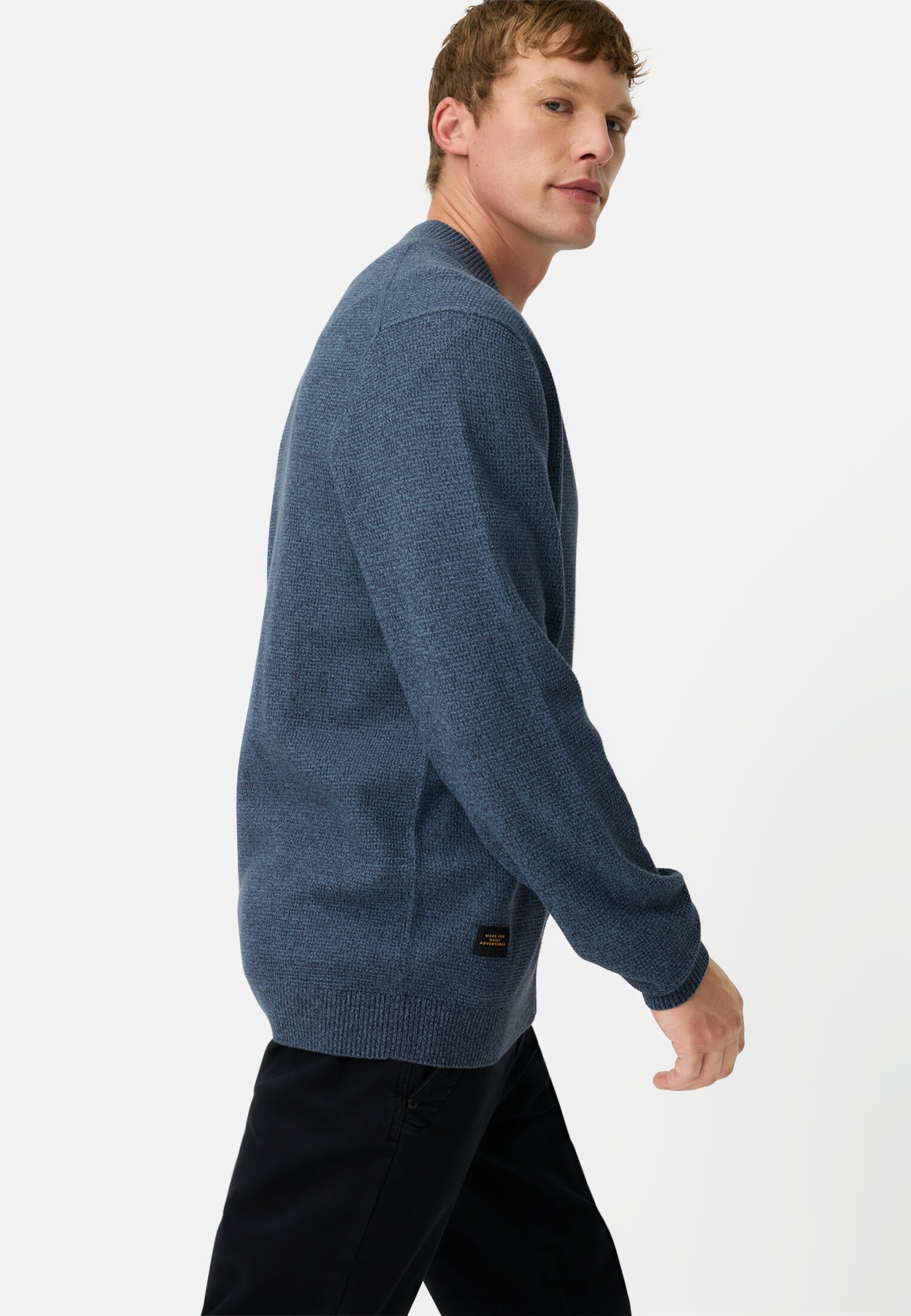 Men Cardigan with bomber collar Ink blue worn emotional