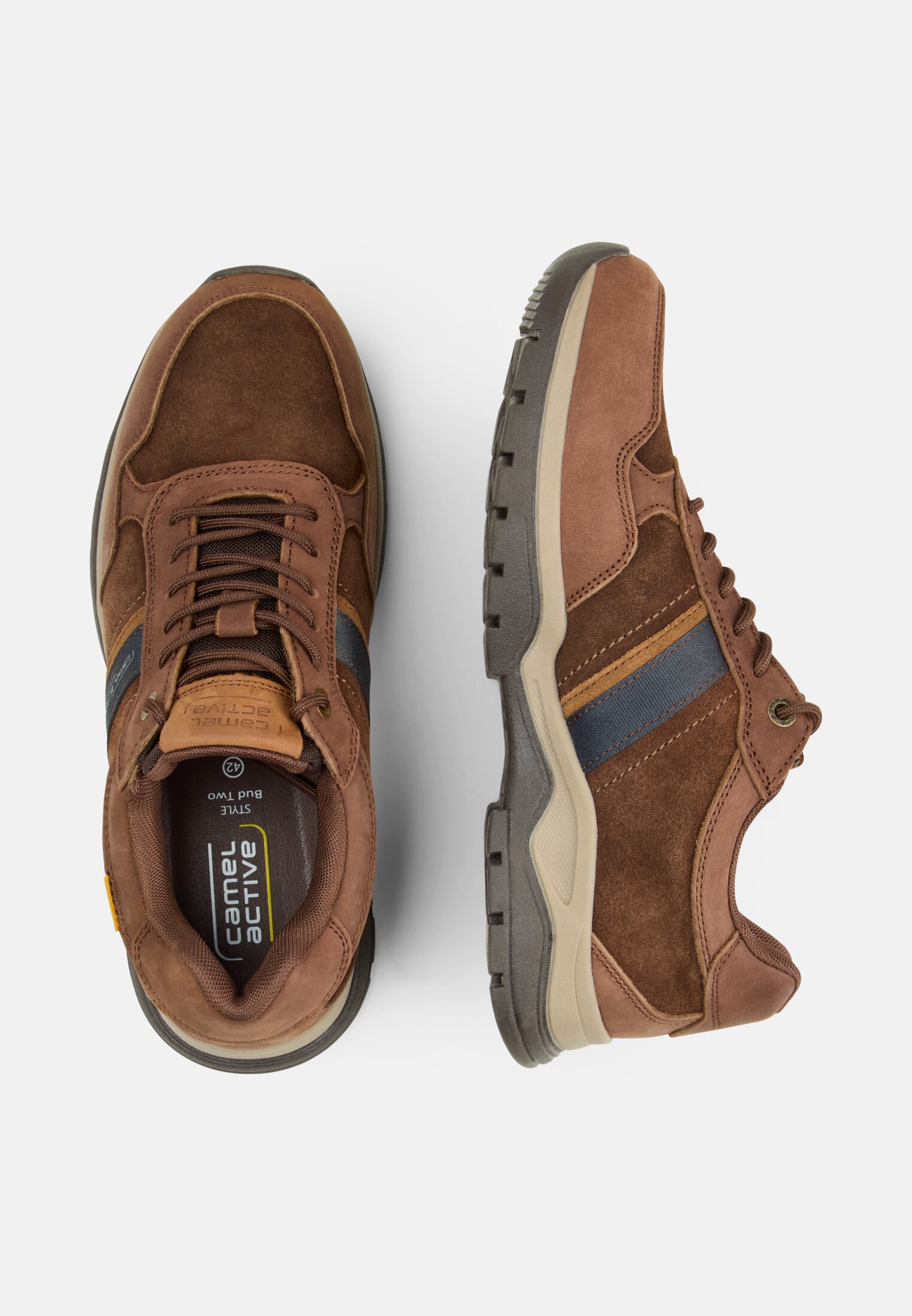 Herren Sneaker mit Kontrastdetails Braun frontal oben