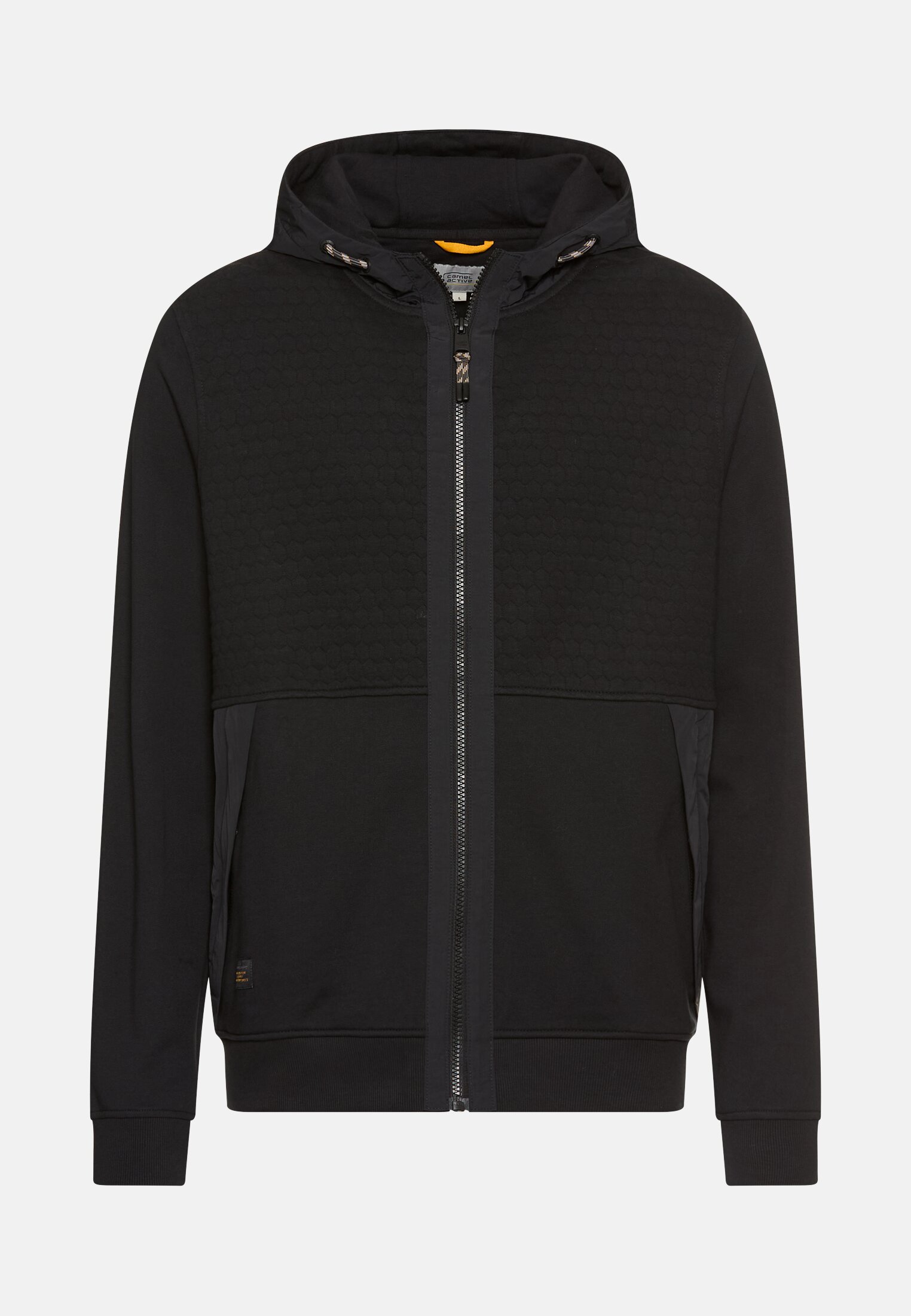 Herren Sweatjacke mit Kapuze Schwarz frontal vorn