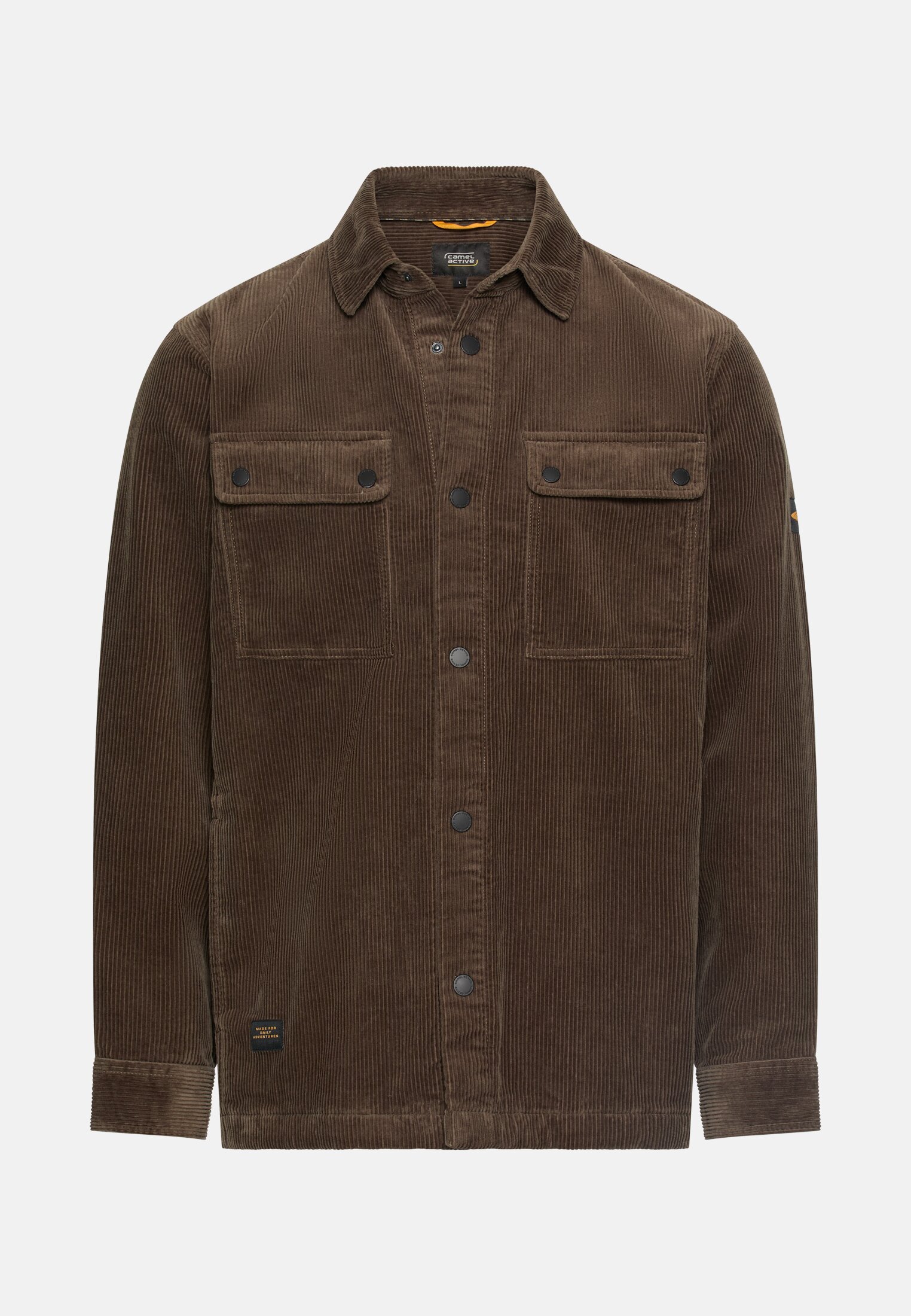 Men Cord overshirt made of 100% cotton Olive brown frontal front