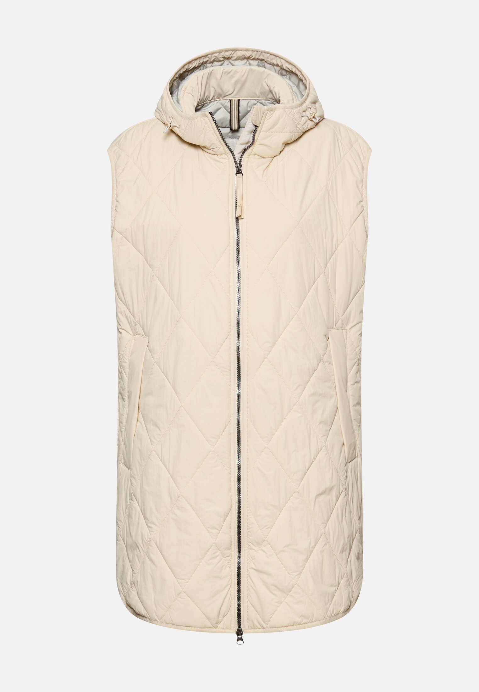 Damen Lange Weste mit Kapuze Eiche frontal vorn