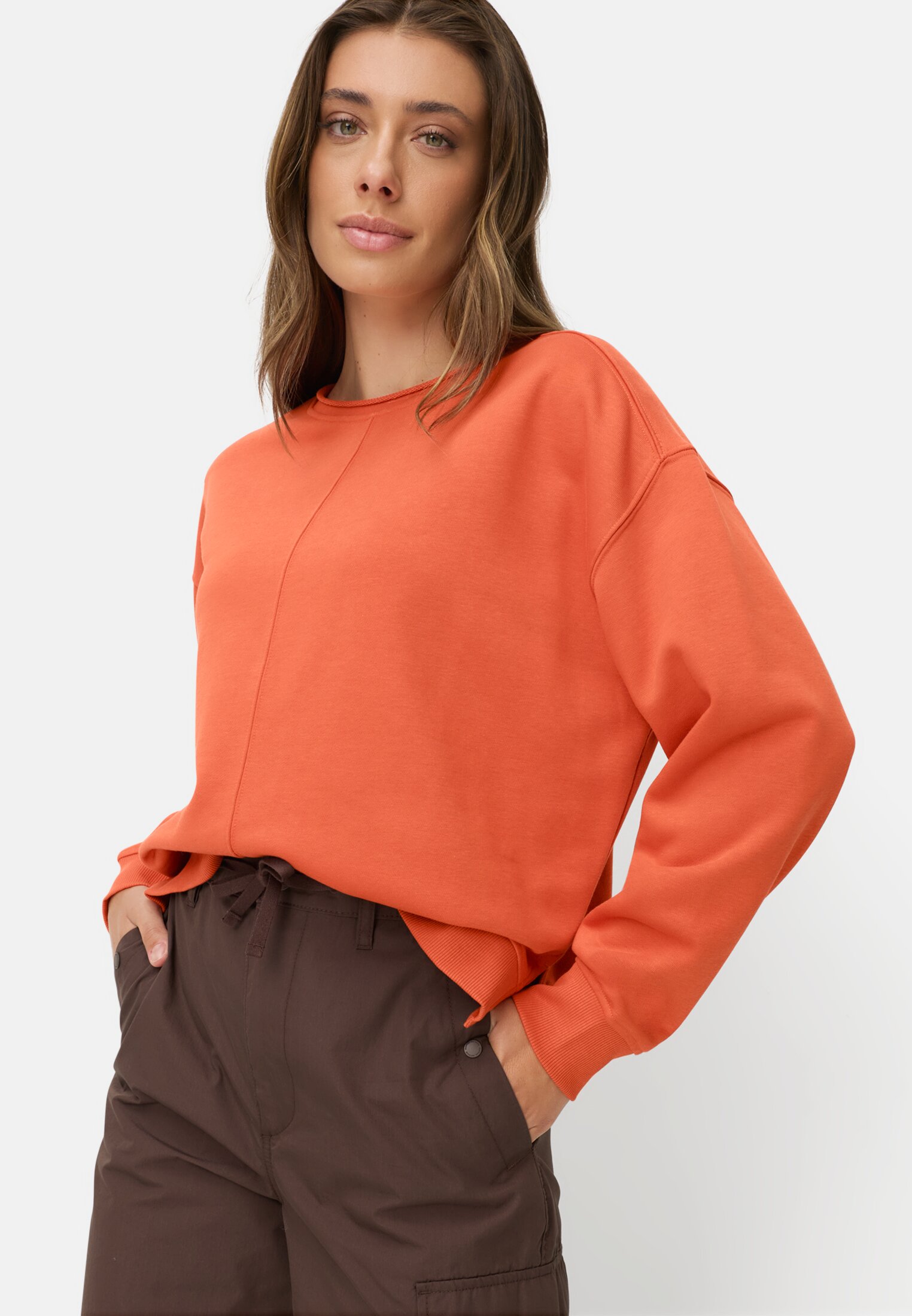 Vrouwen Sweatshirt van katoenmix Oranje gedragen emotional