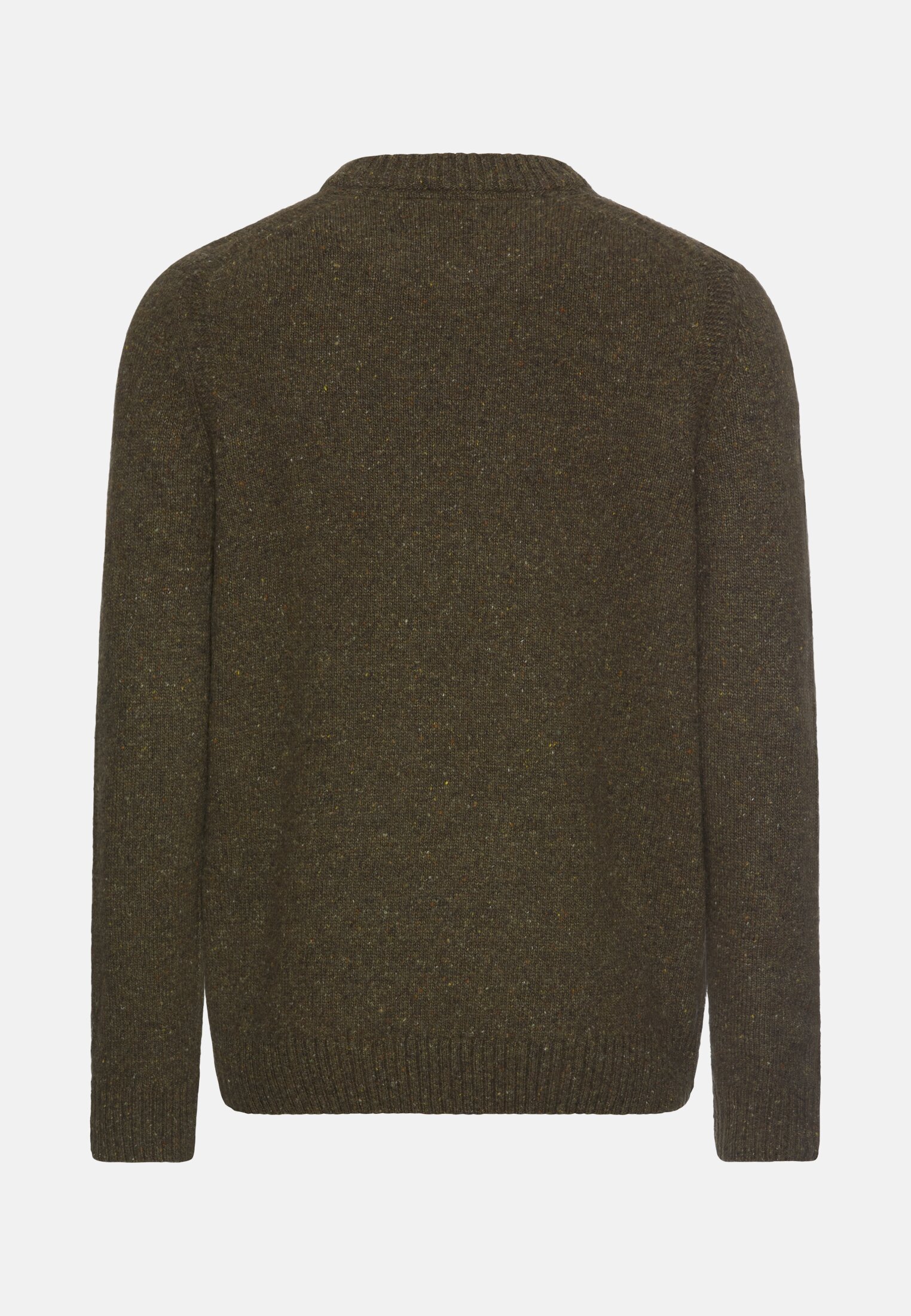 Herren Strickpullover aus Merinowollgemisch Olivgrün frontal hinten