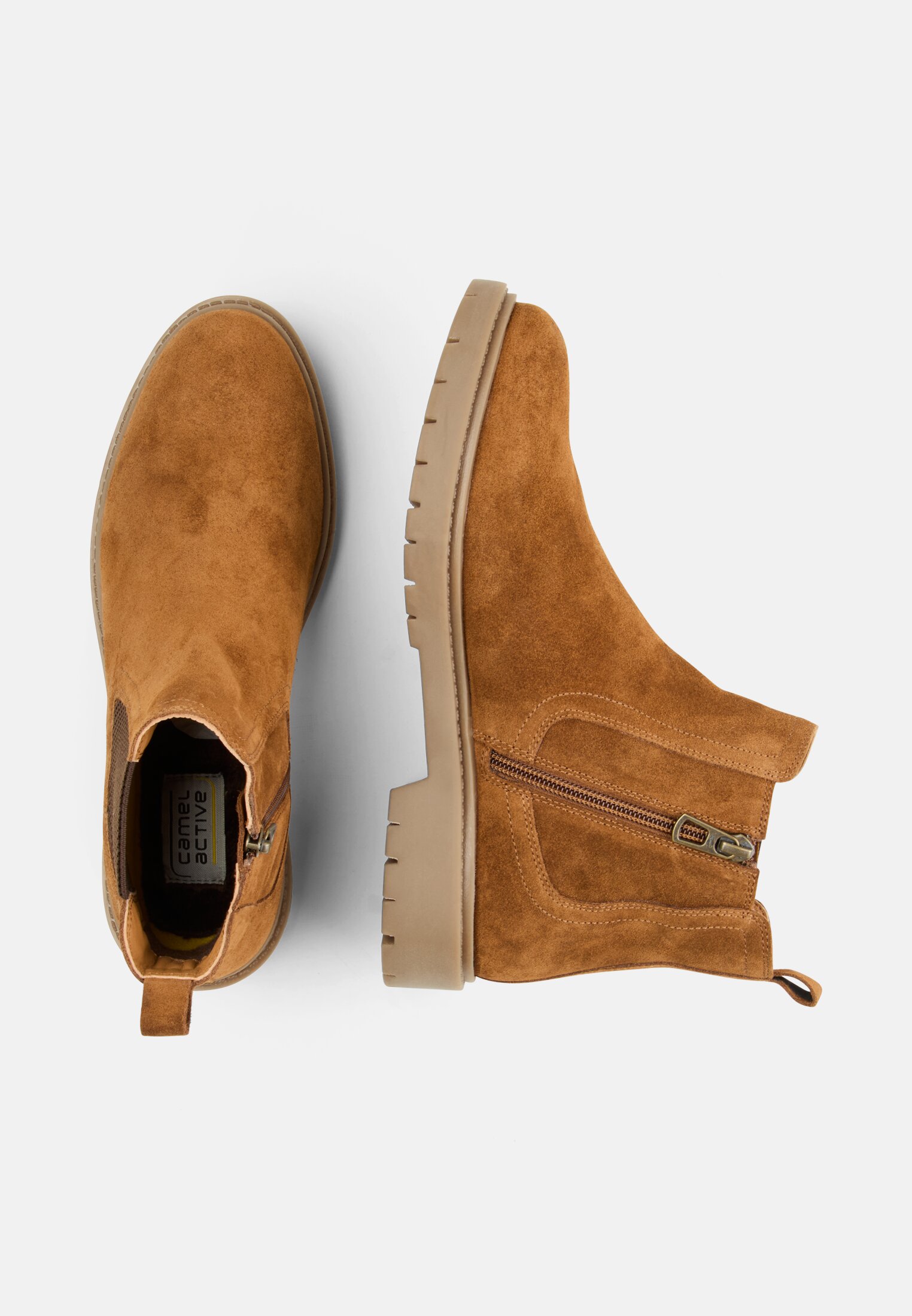 Damen Chelsea Boot aus echtem Leder Braun frontal oben