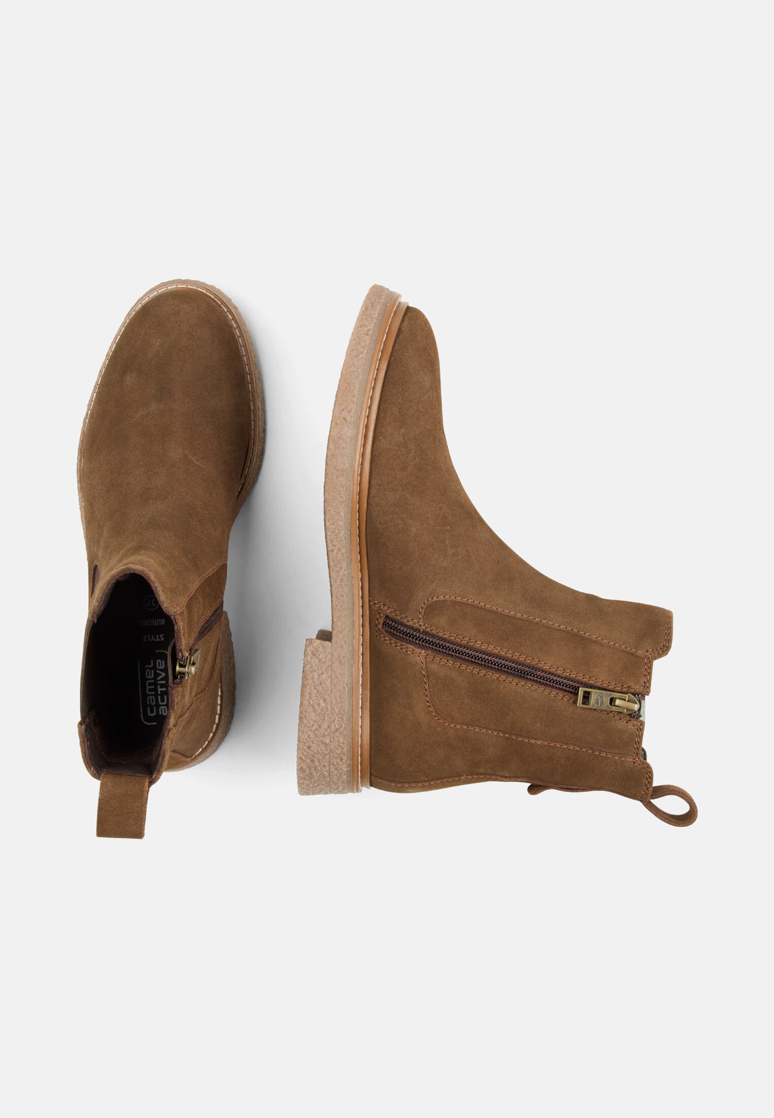 Damen Chelsea Boot aus Veloursleder Braun frontal oben