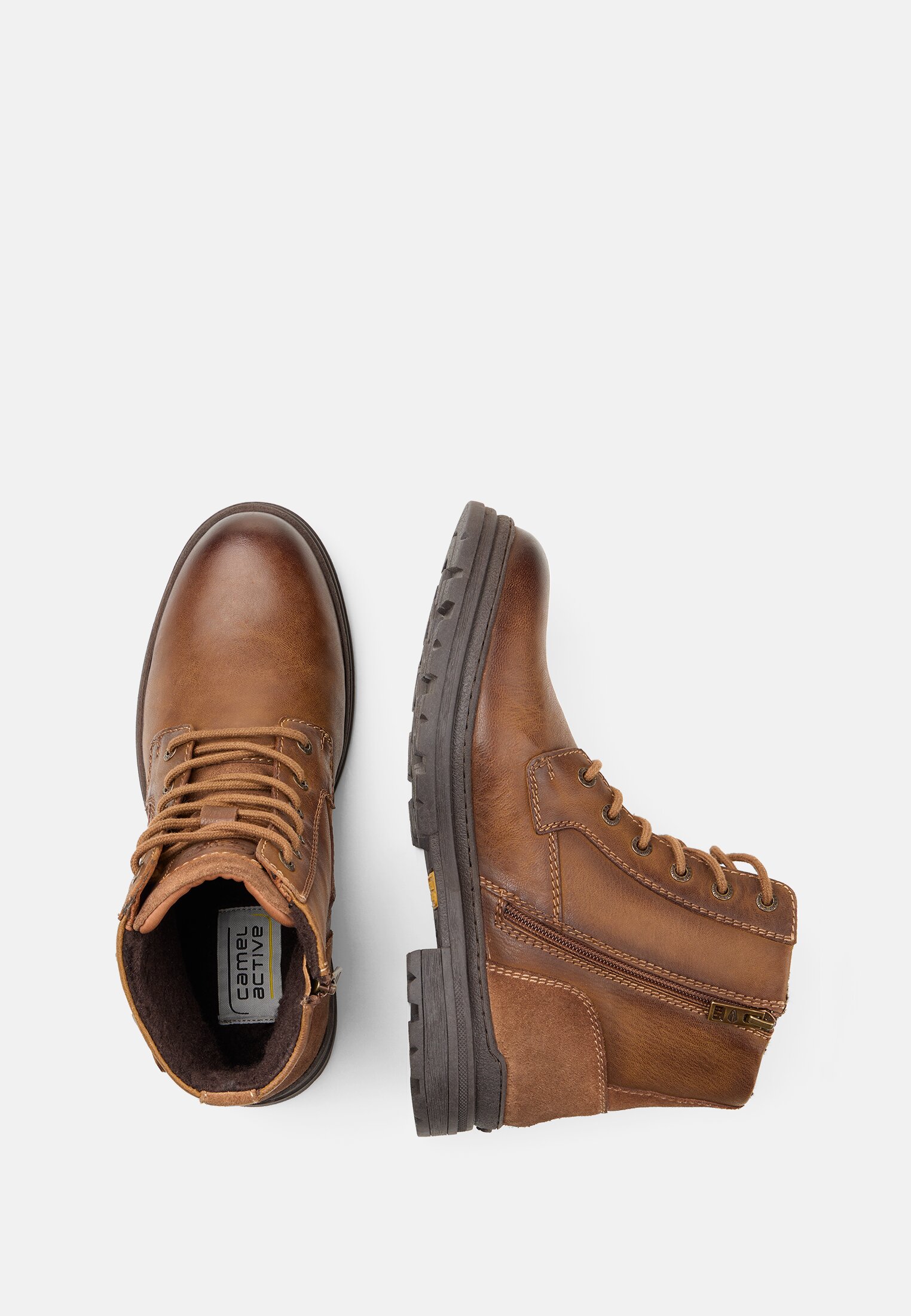 Herren Lederboot mit Warmfutter Cognac frontal oben
