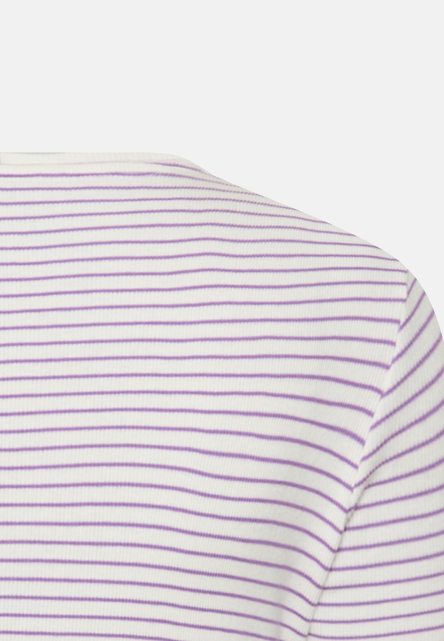 Vrouwen Gestreept T-shirt met ronde hals gemaakt van puur katoen Wit-paars achter dichtbij