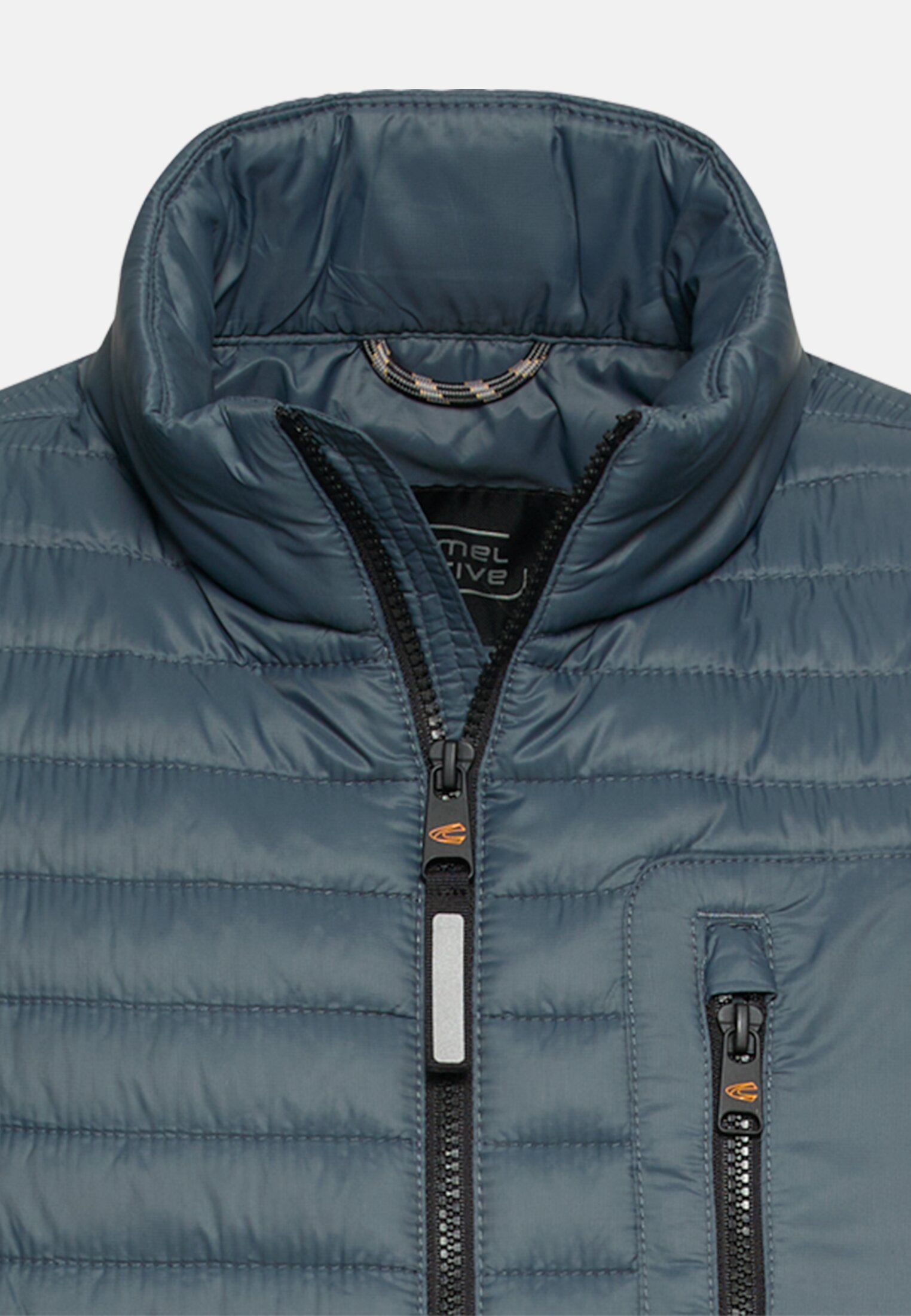 Men Water-repellent quilted waistcoat with two inside pockets Tinted Blue front close