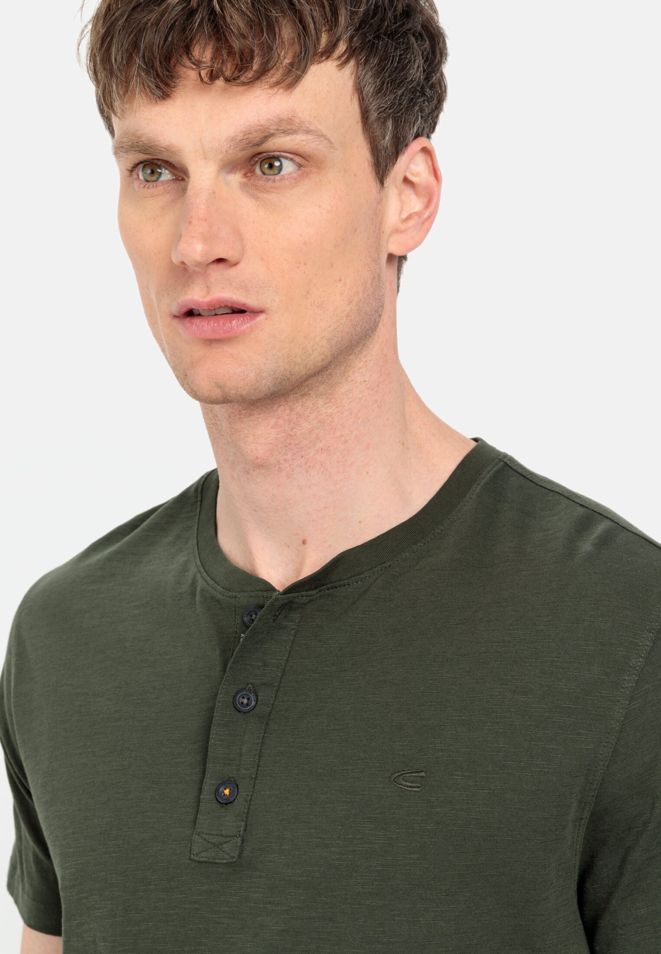 Herren Langarm Henley-Shirt mit modischem Knopfverschluss Heidi-Mode