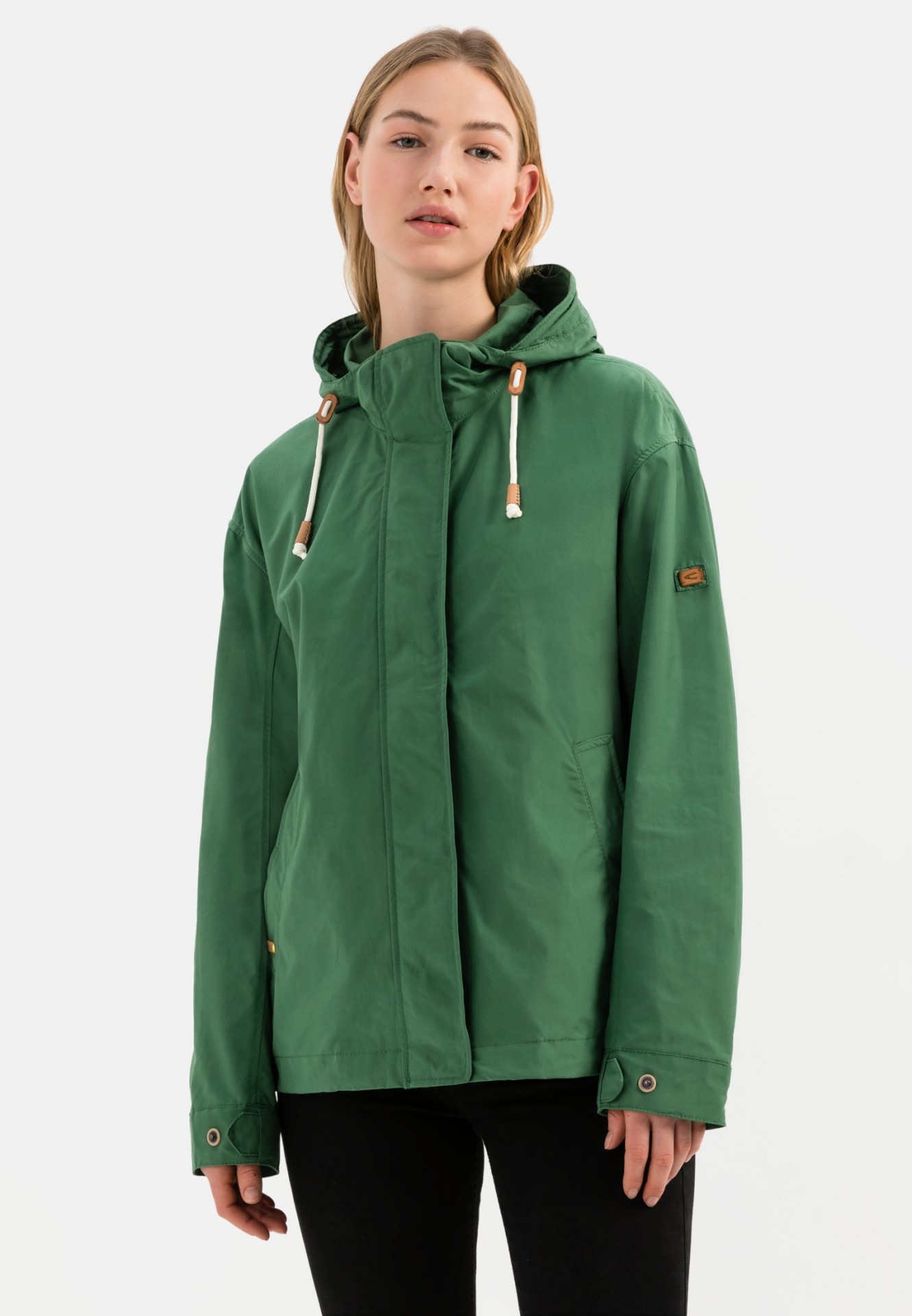 Outdoor-Jacke aus Baumwollmischgewebe mit Kapuze - Farbe: Grün